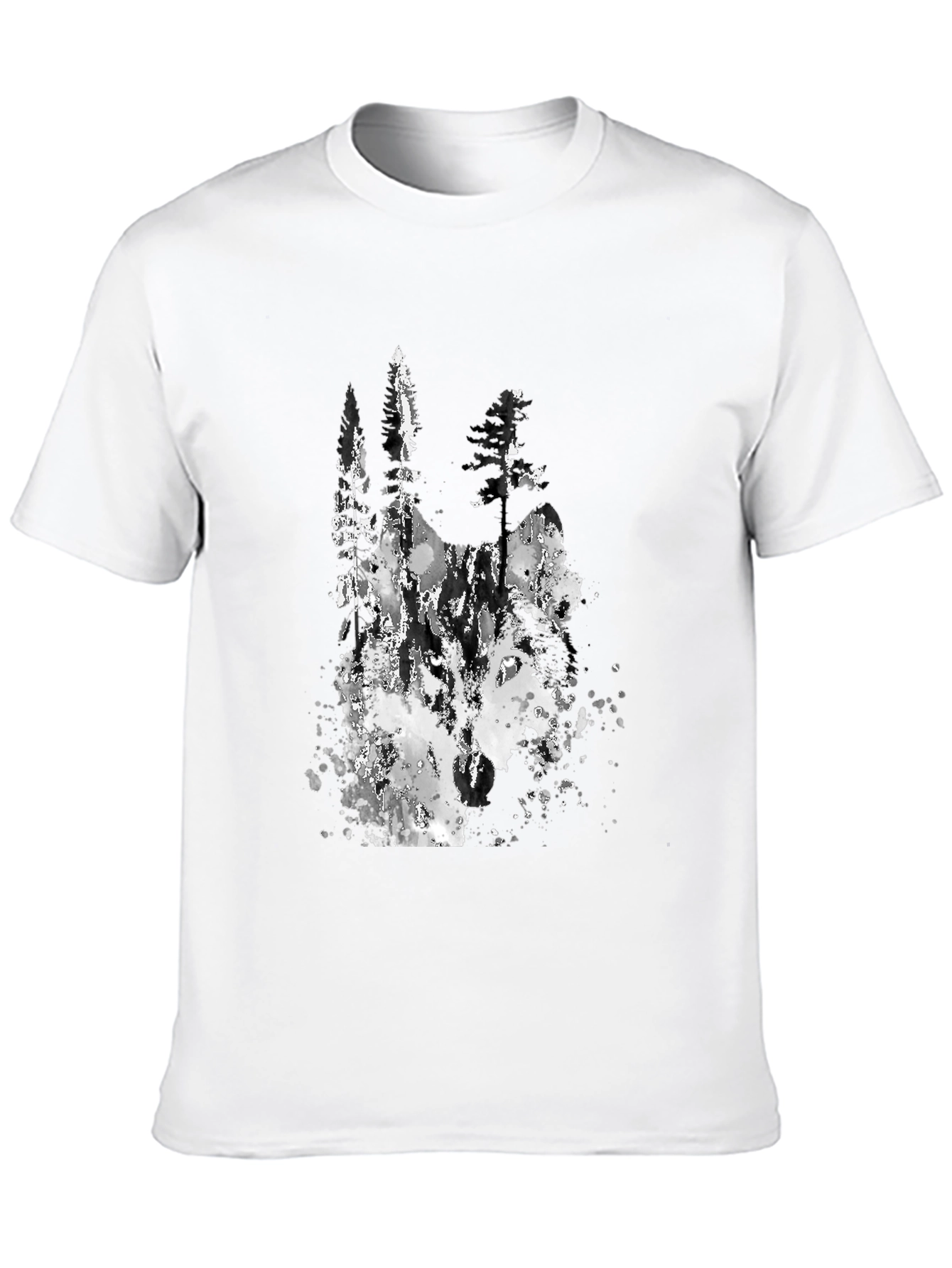 Abstract Forest Print Black T-Shirt