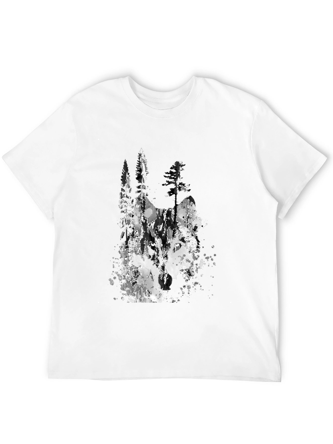 Abstract Forest Print Black T-Shirt