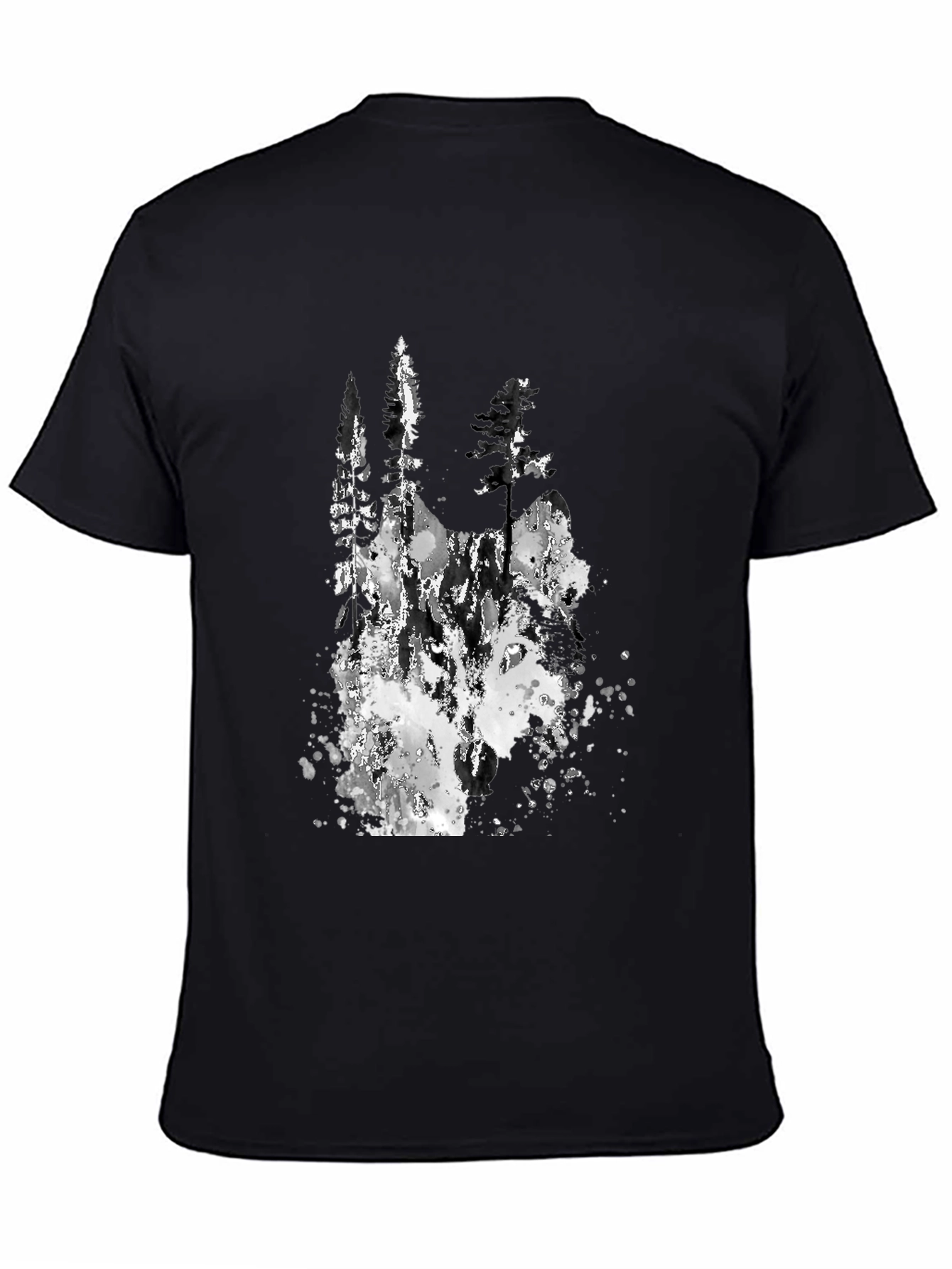 Abstract Forest Print Black T-Shirt