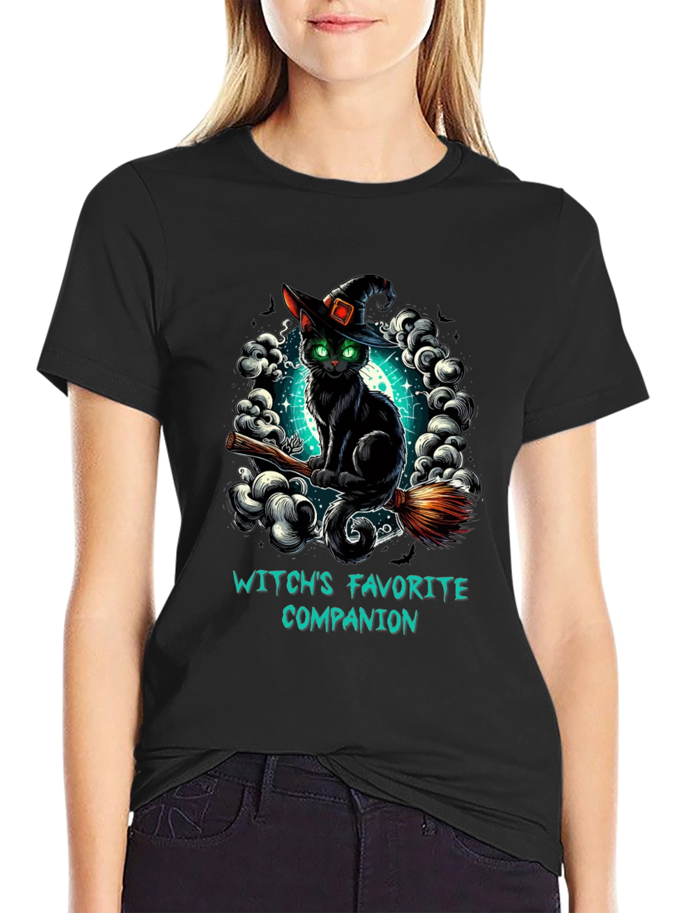 Witchs Favorite Companion Black Cat T-Shirt