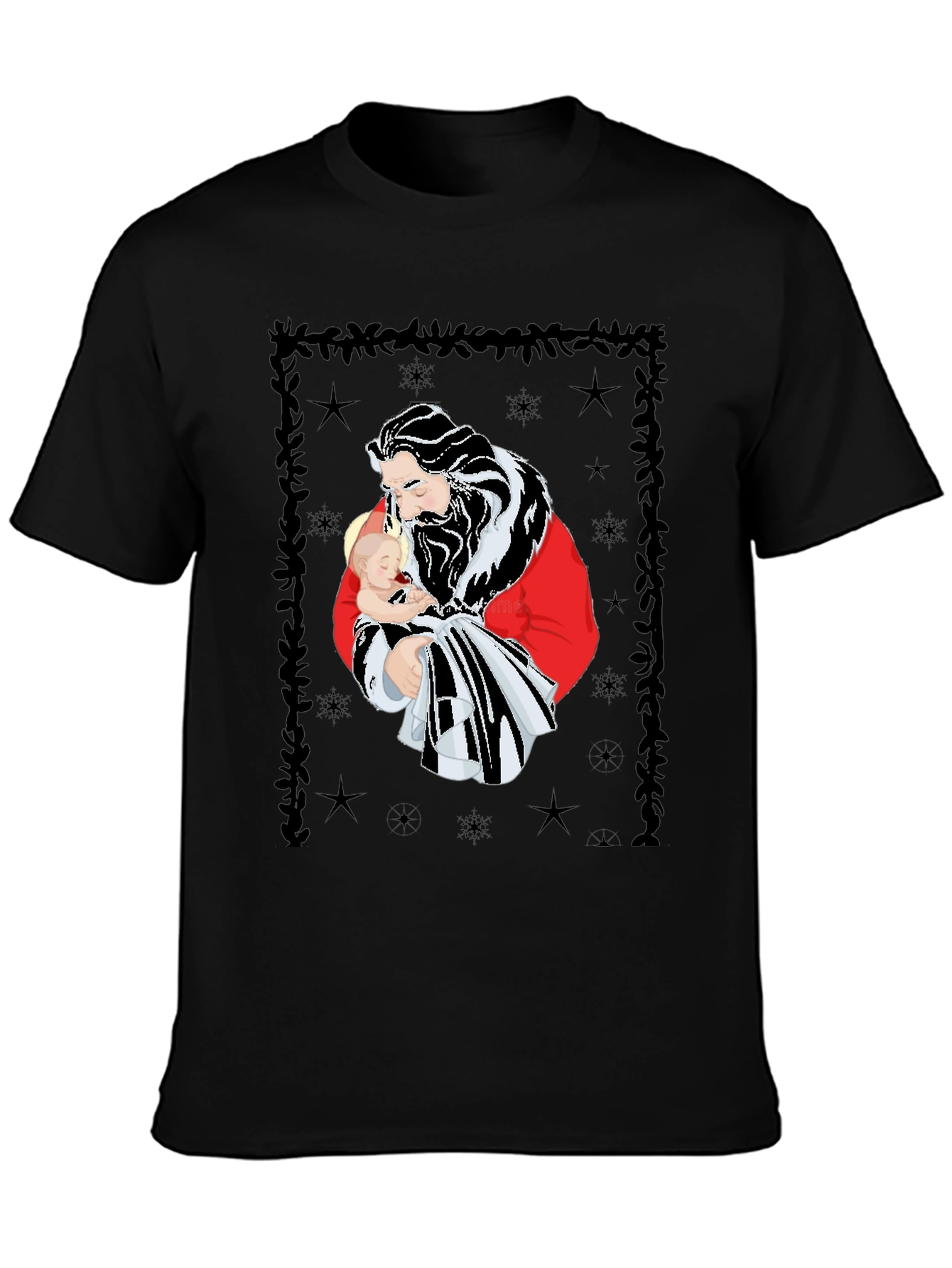 Santa Holding Baby Christmas Tee