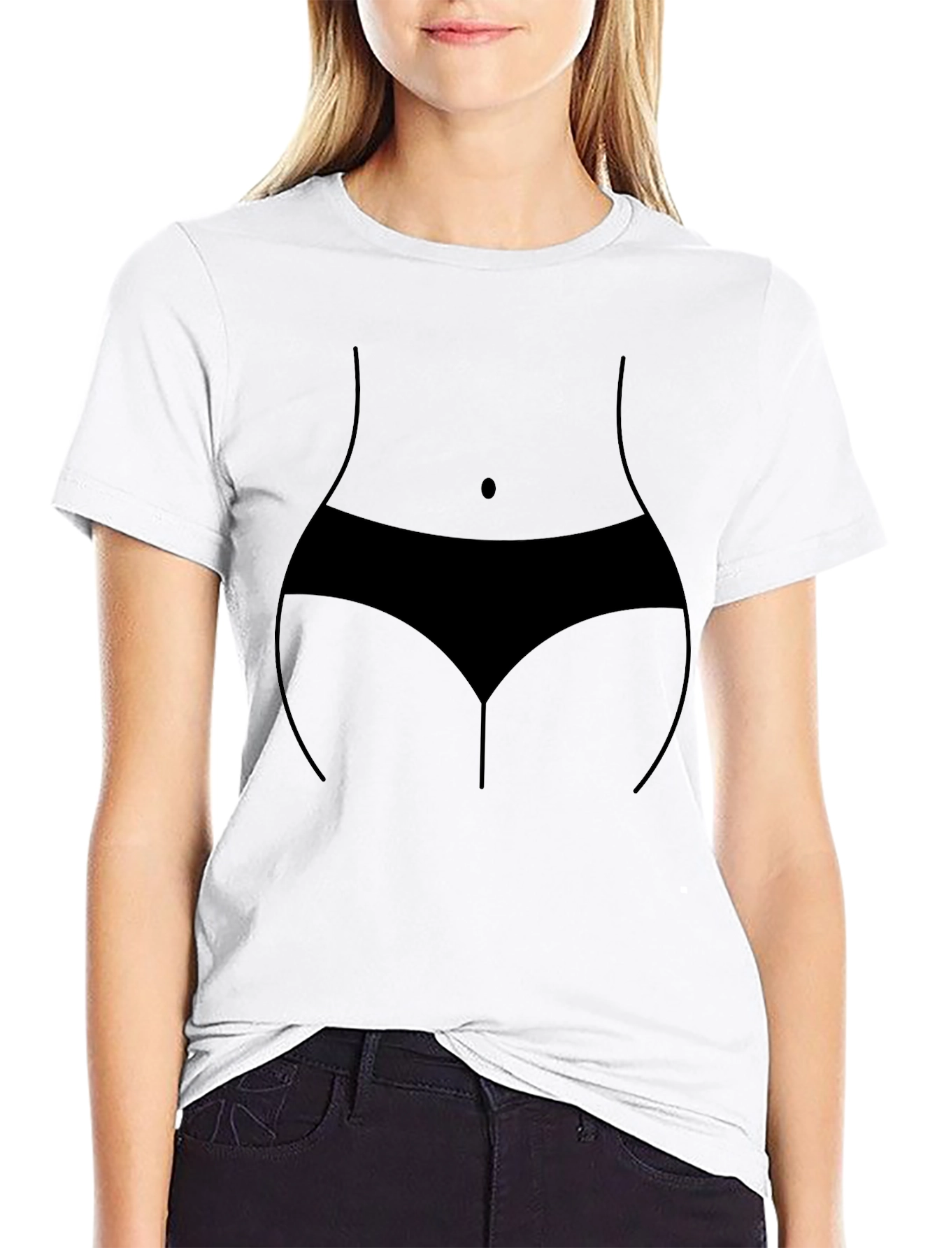 Funny Body Outline Graphic Black T-Shirt