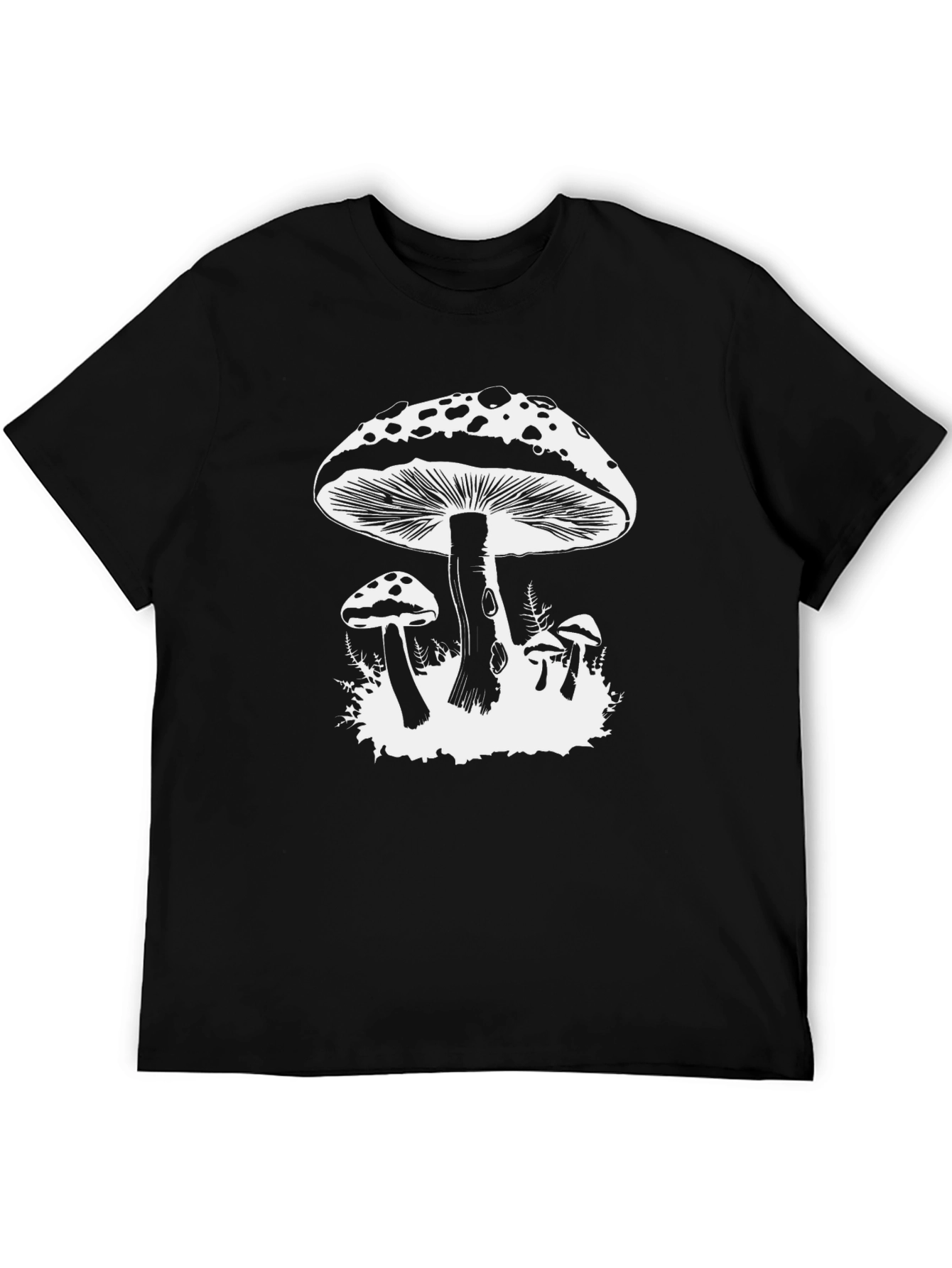 Mushroom Graphic Tee - Black Cotton T-Shirt