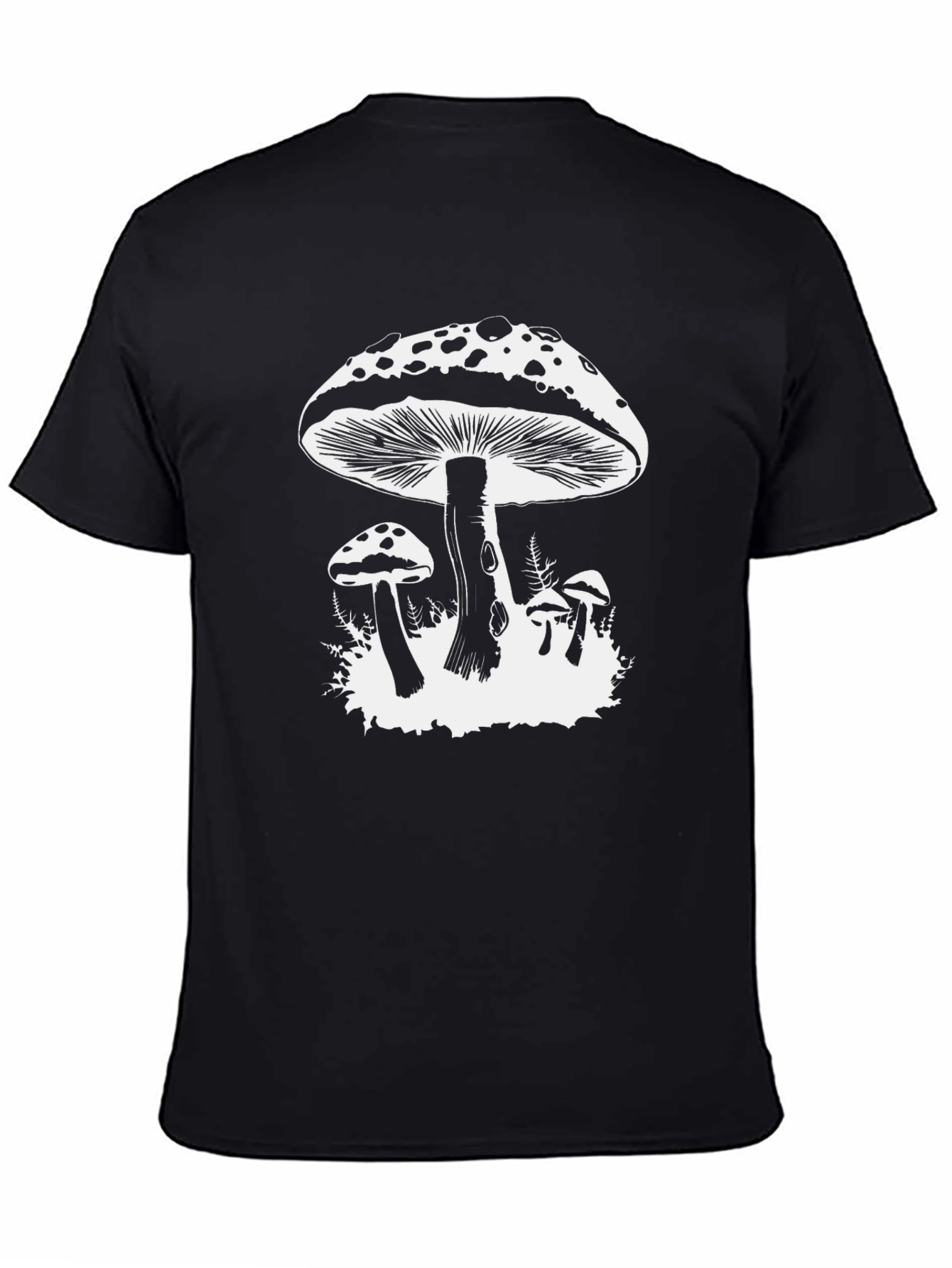 Mushroom Graphic Tee - Black Cotton T-Shirt