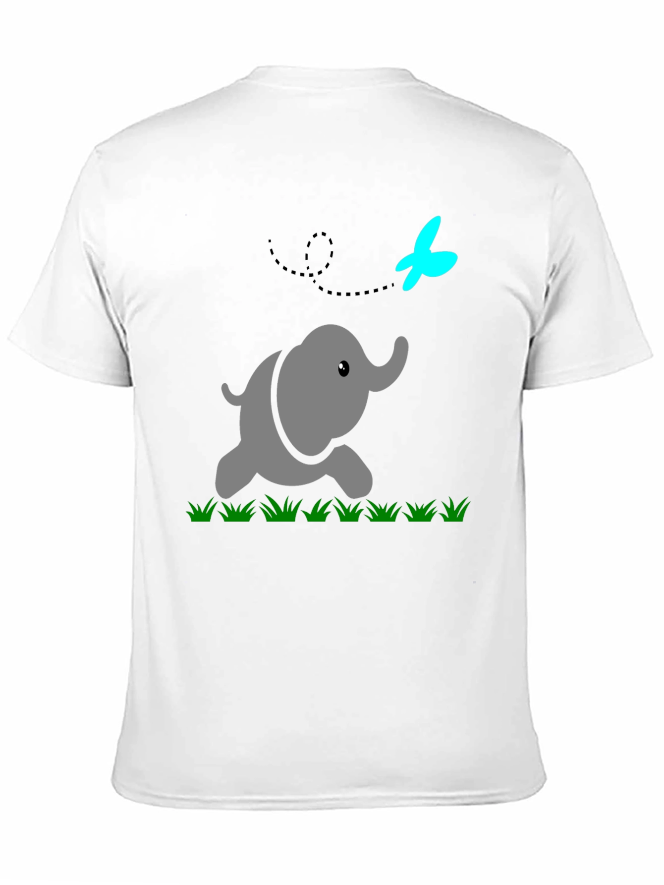 Cute Elephant & Butterfly Graphic Black T-Shirt
