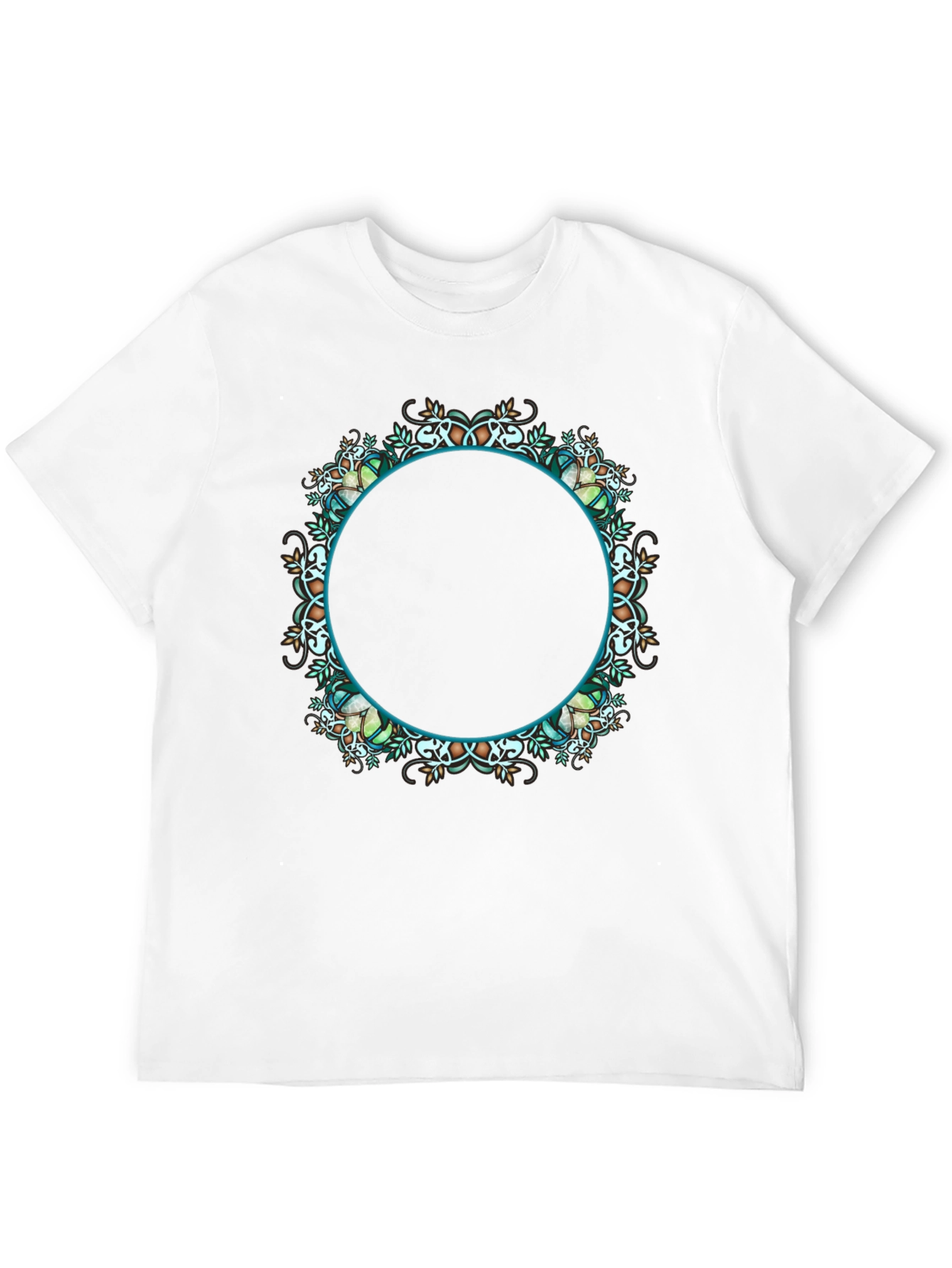 Black T-Shirt with Ornamental Circular Design