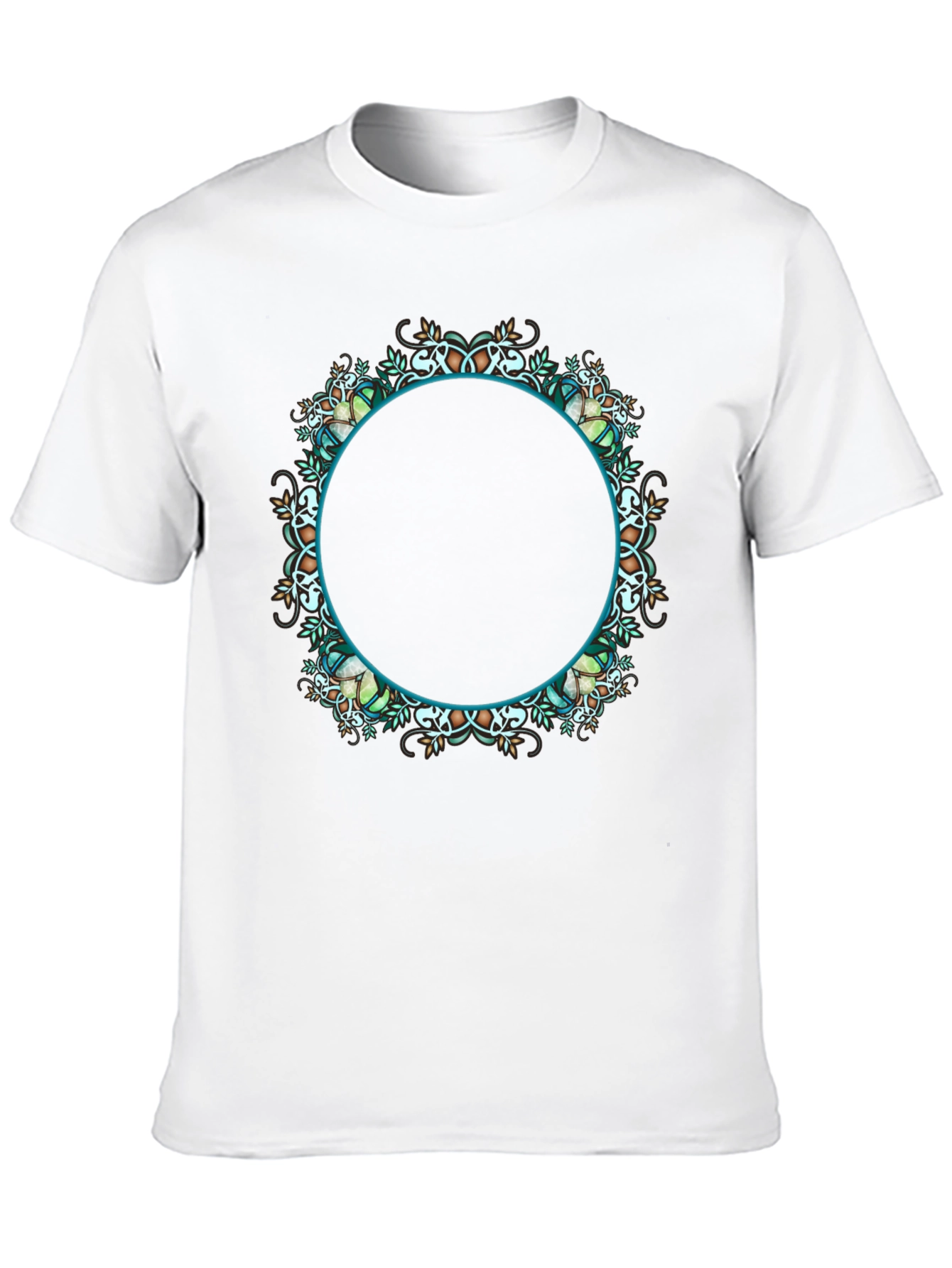 Black T-Shirt with Ornamental Circular Design