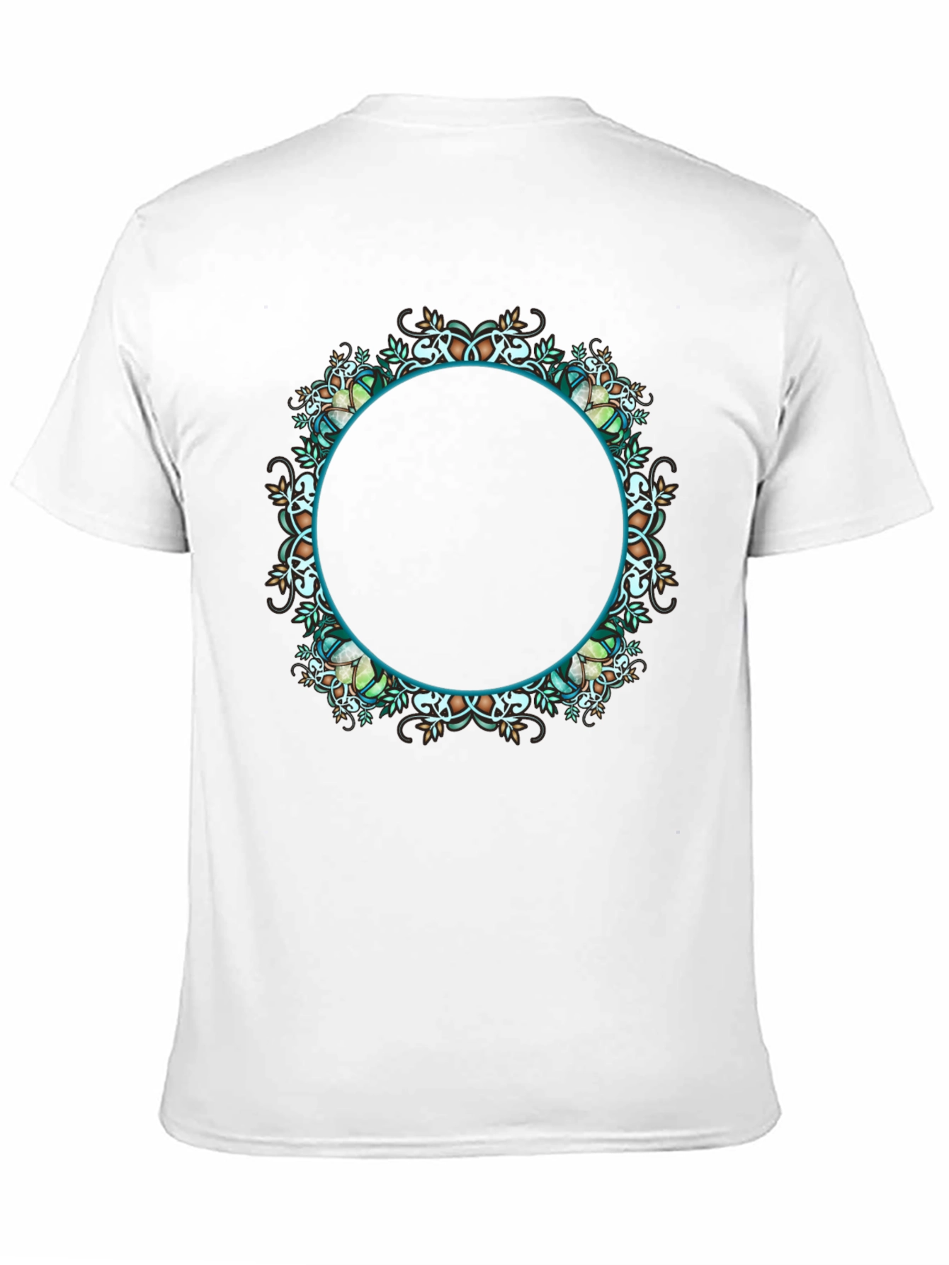 Black T-Shirt with Ornamental Circular Design