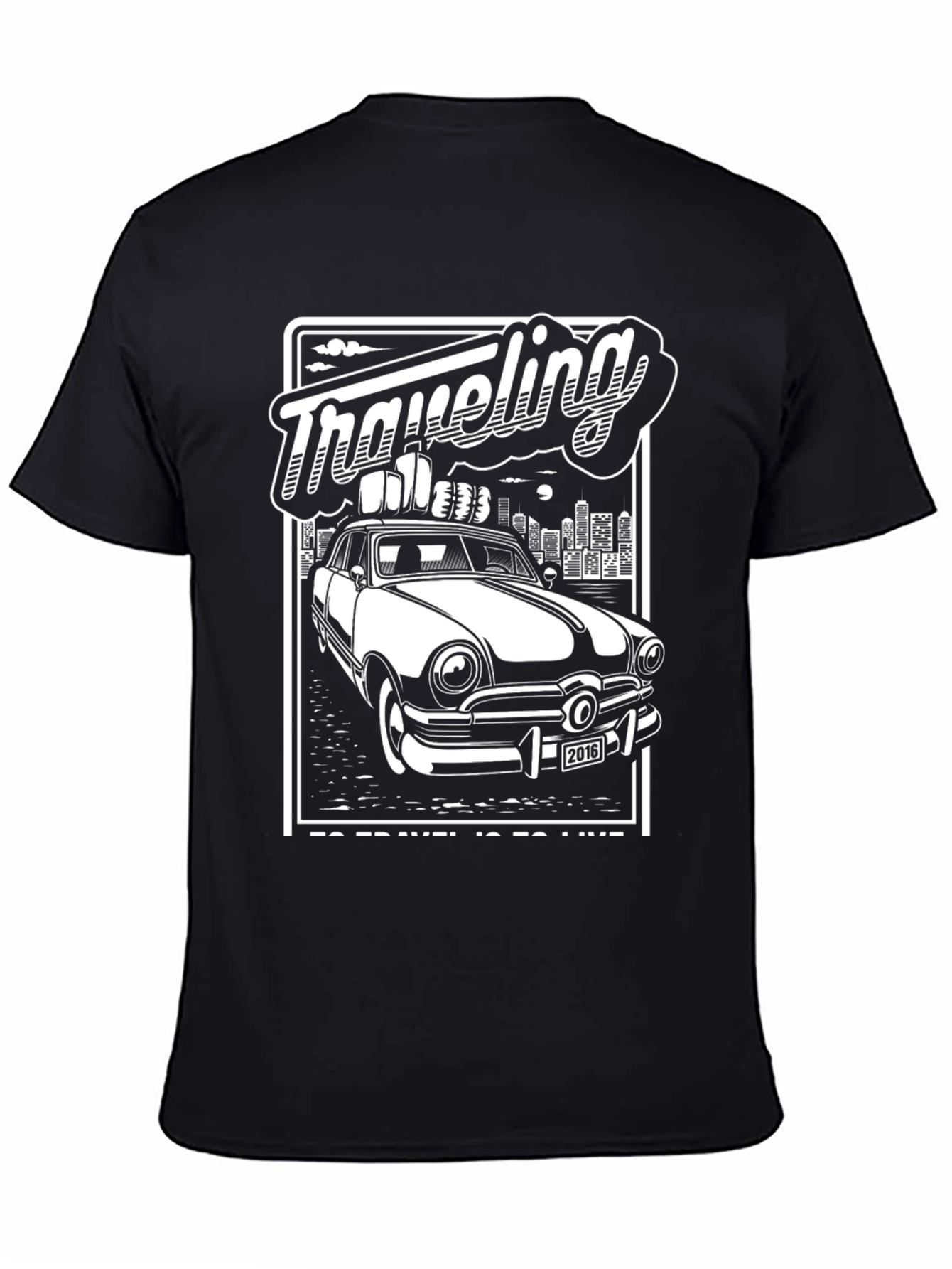 Traveling Car Graphic Tee - Black
