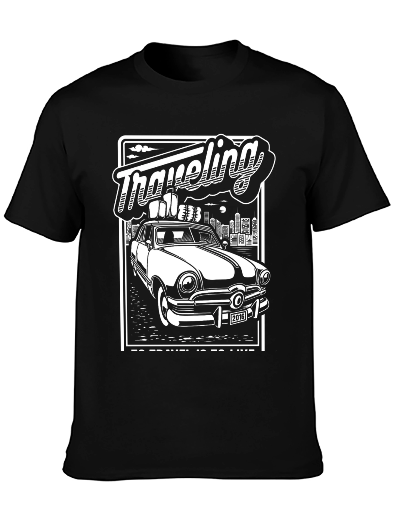 Traveling Car Graphic Tee - Black