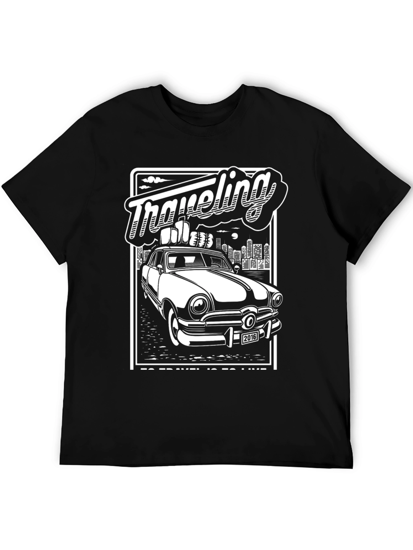 Traveling Car Graphic Tee - Black