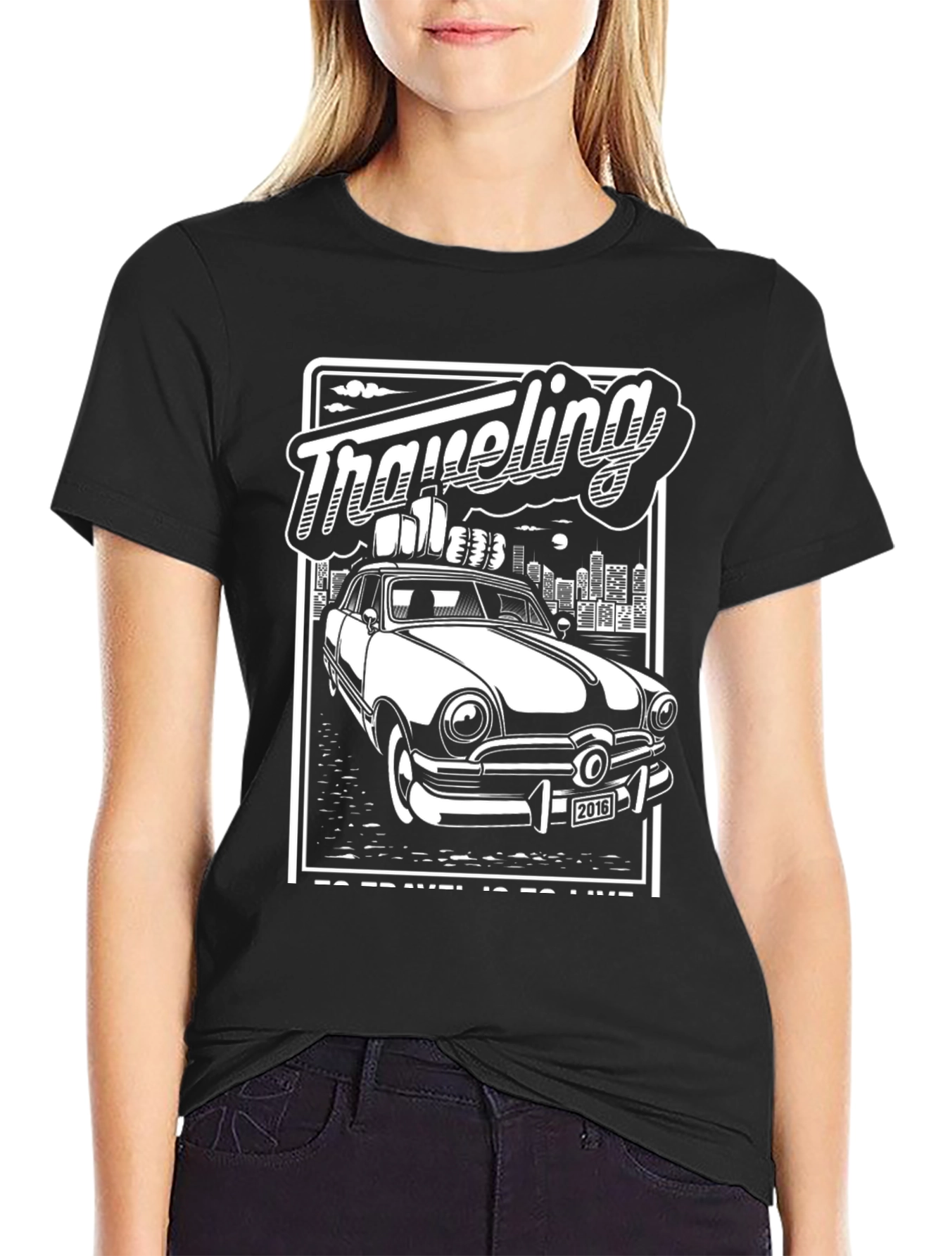 Traveling Car Graphic Tee - Black