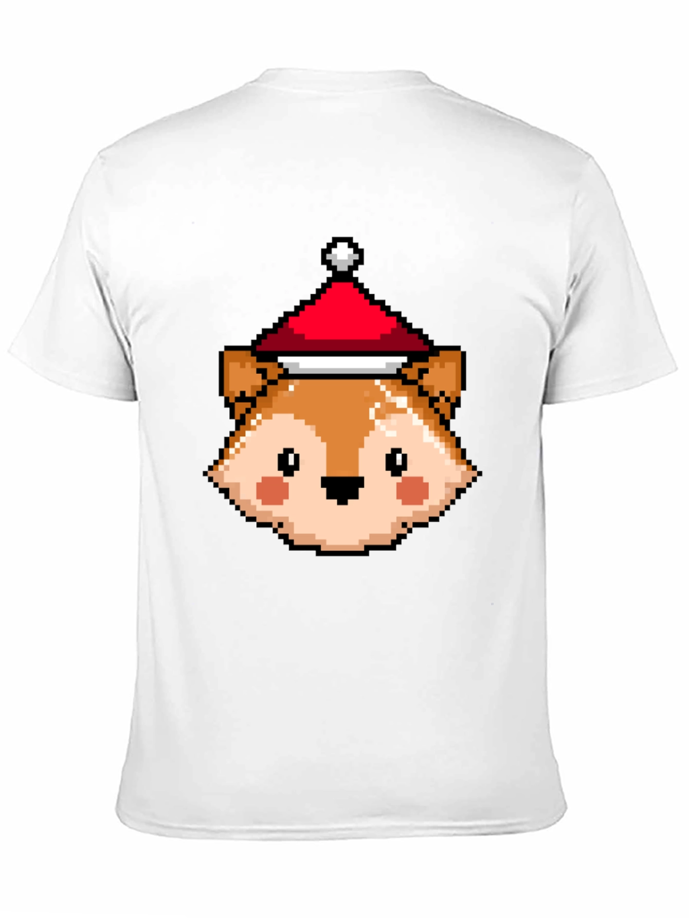 Pixel Fox with Santa Hat T-Shirt
