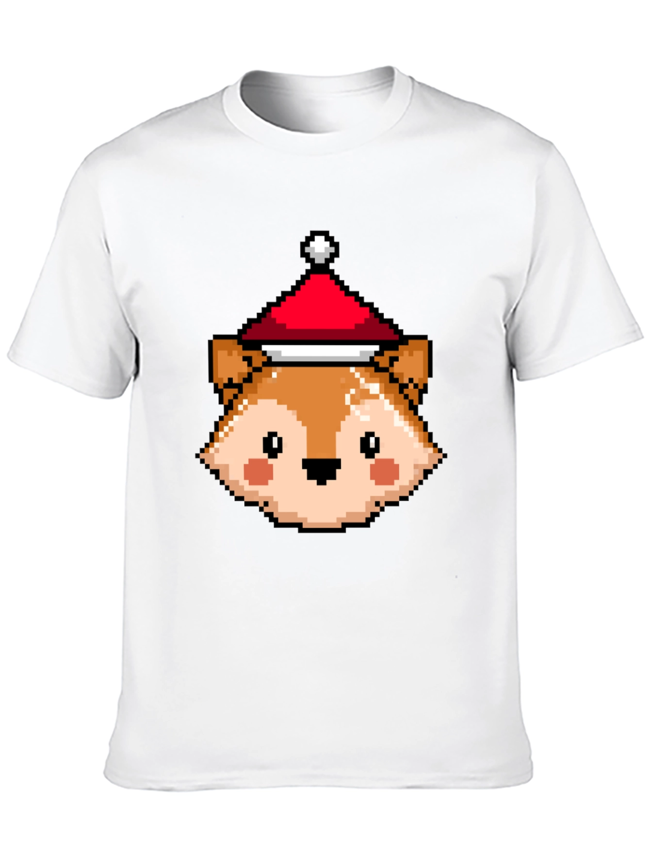 Pixel Fox with Santa Hat T-Shirt