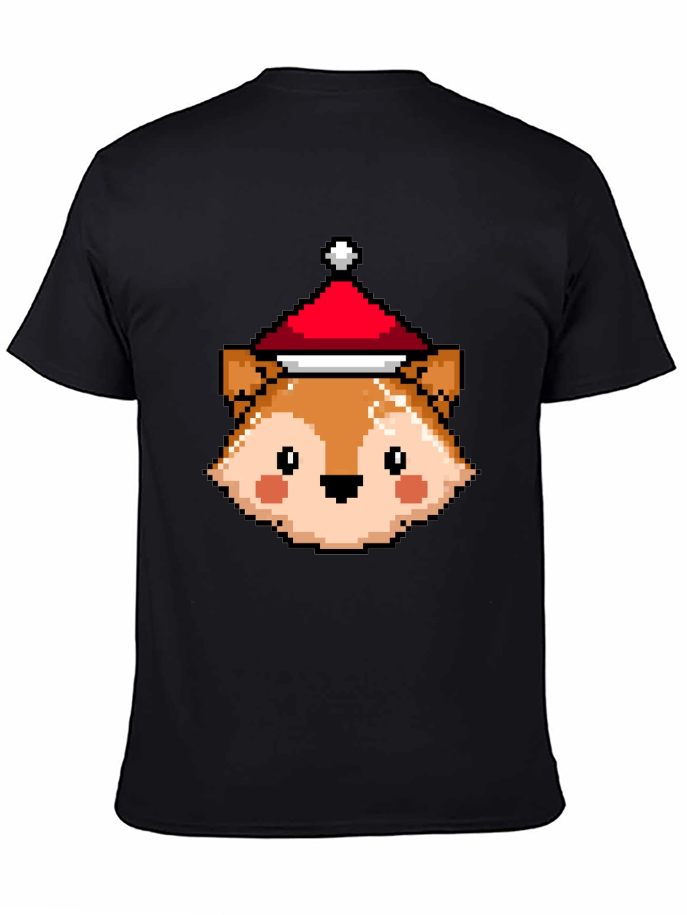 Pixel Fox with Santa Hat T-Shirt