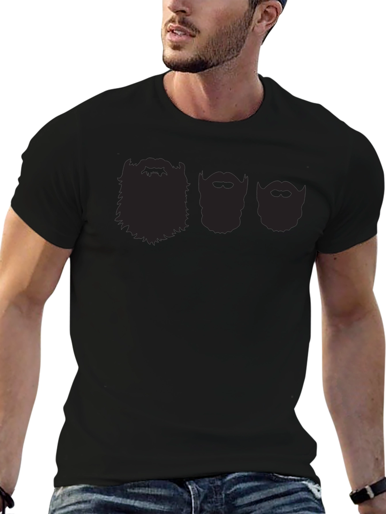 Bearded Faces Graphic T-Shirt - Black