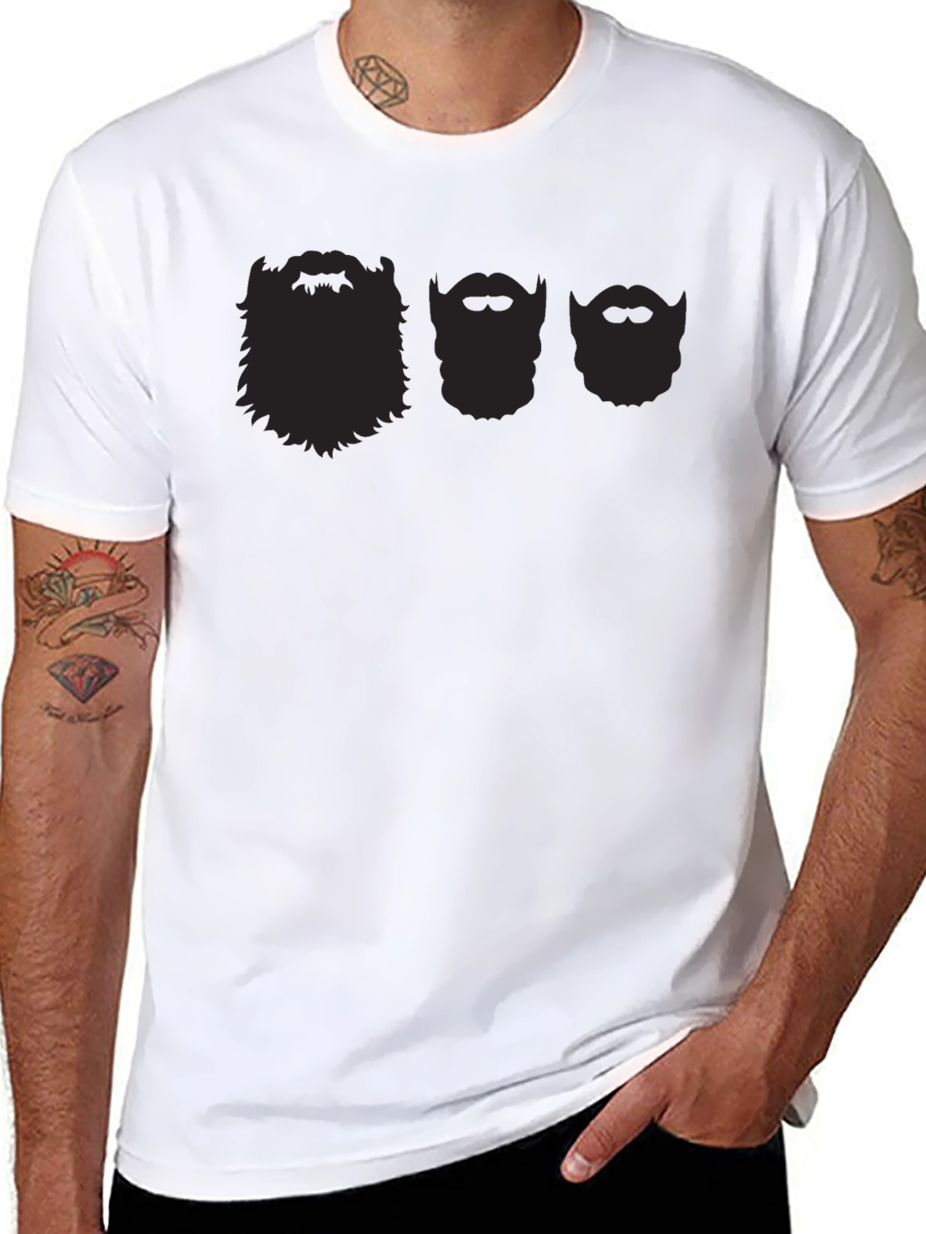 Bearded Faces Graphic T-Shirt - Black