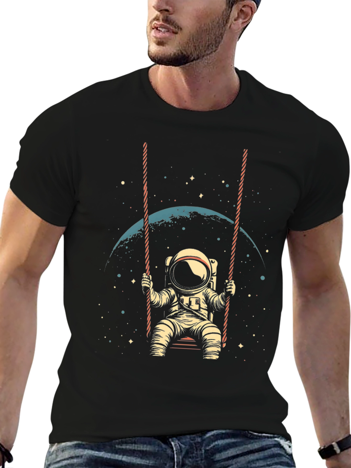 Astronaut on Swing T-Shirt - Space Lover Tee
