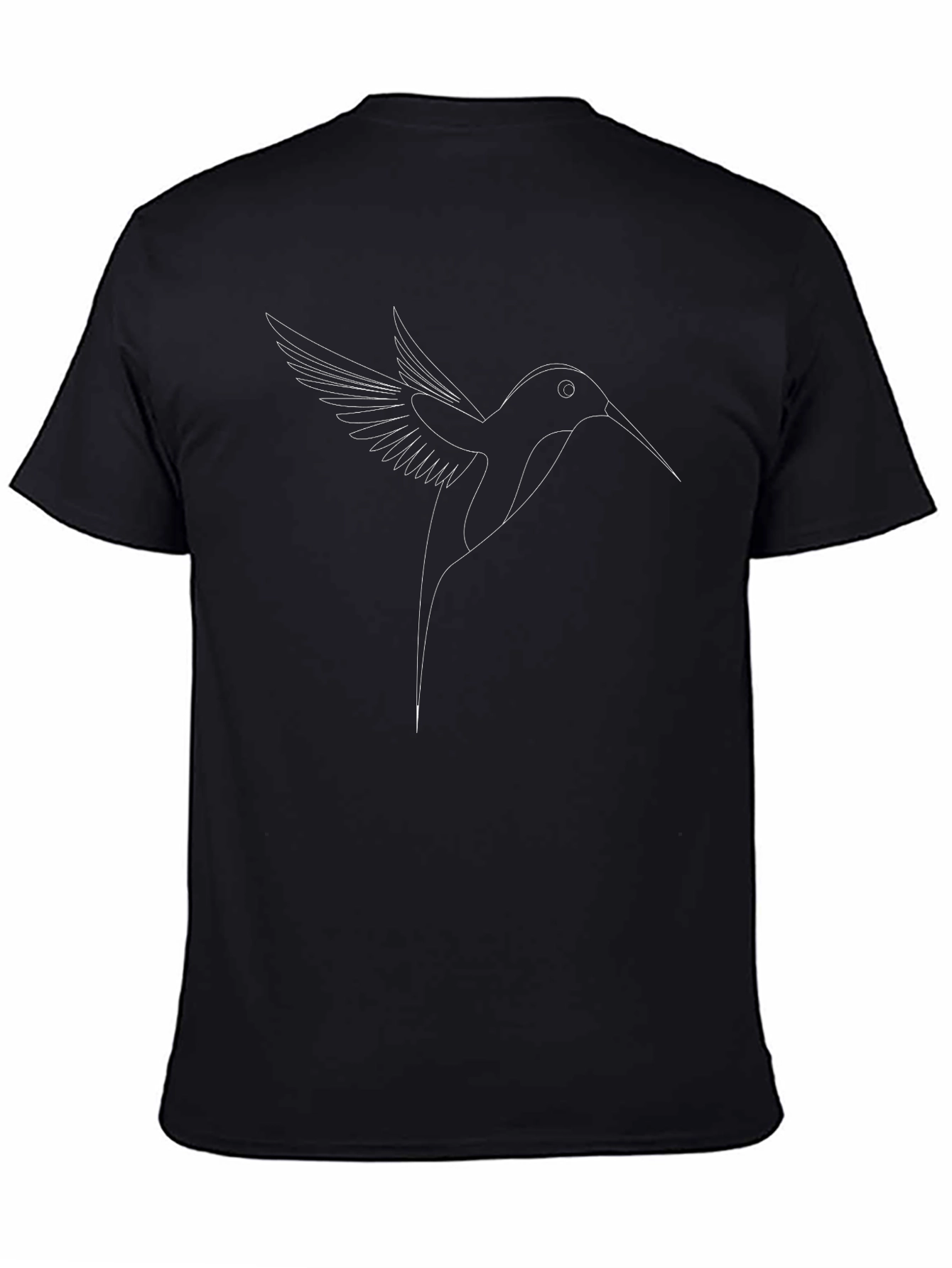 Hummingbird Line Art Black T-Shirt