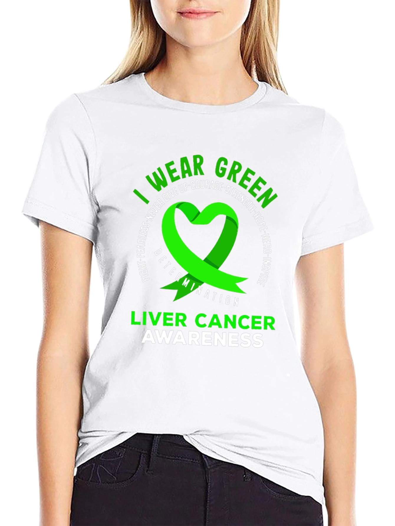 Liver Cancer Awareness Green Ribbon T-Shirt