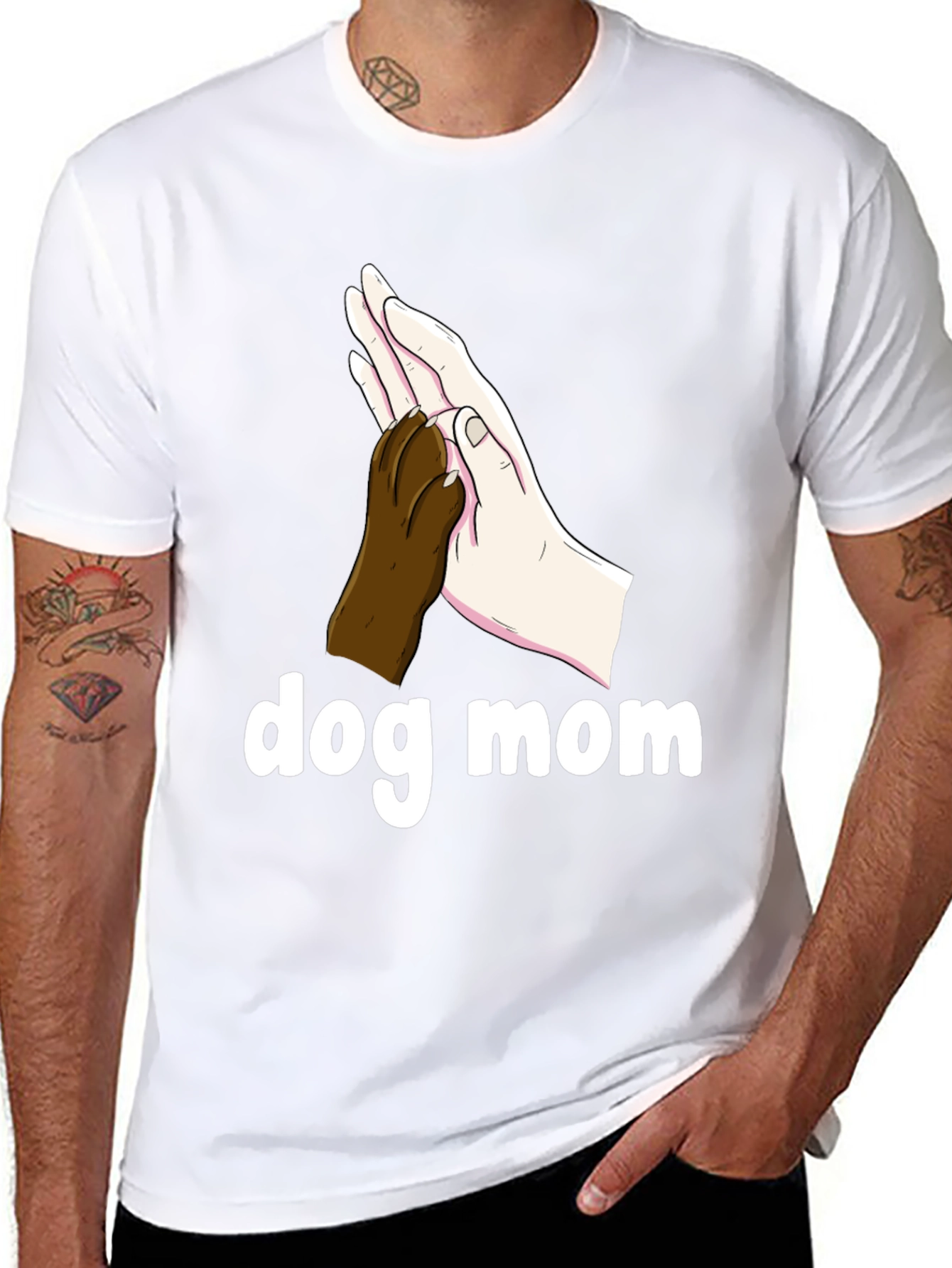 Dog Mom T-Shirt Paw Print High Five Graphic Tee