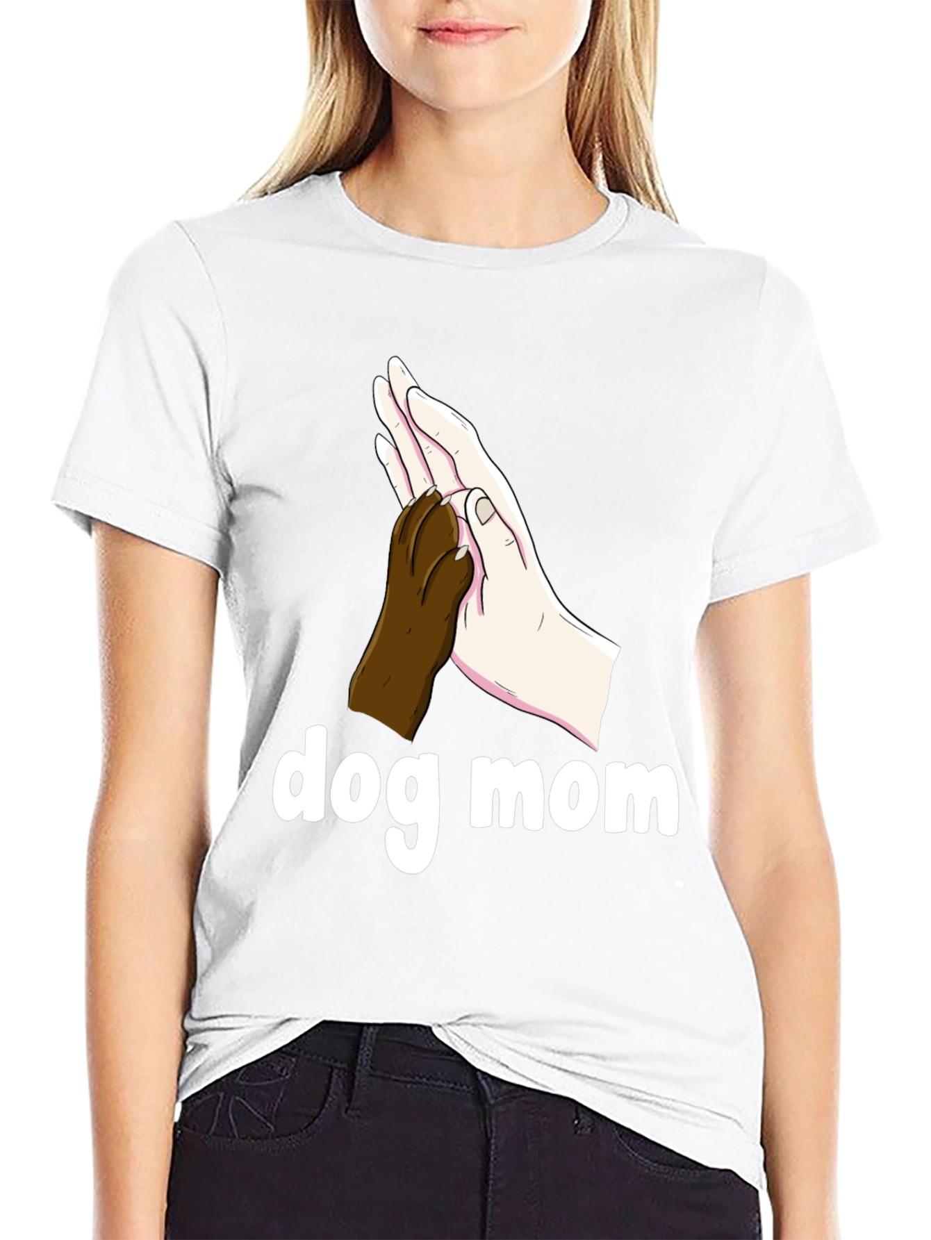 Dog Mom T-Shirt Paw Print High Five Graphic Tee