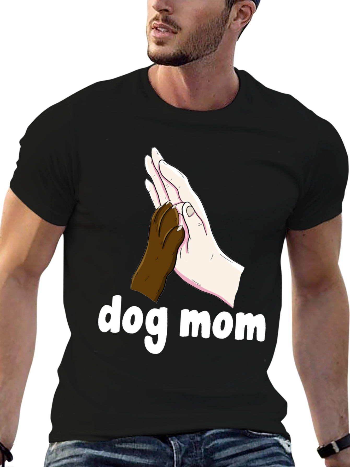 Dog Mom T-Shirt Paw Print High Five Graphic Tee