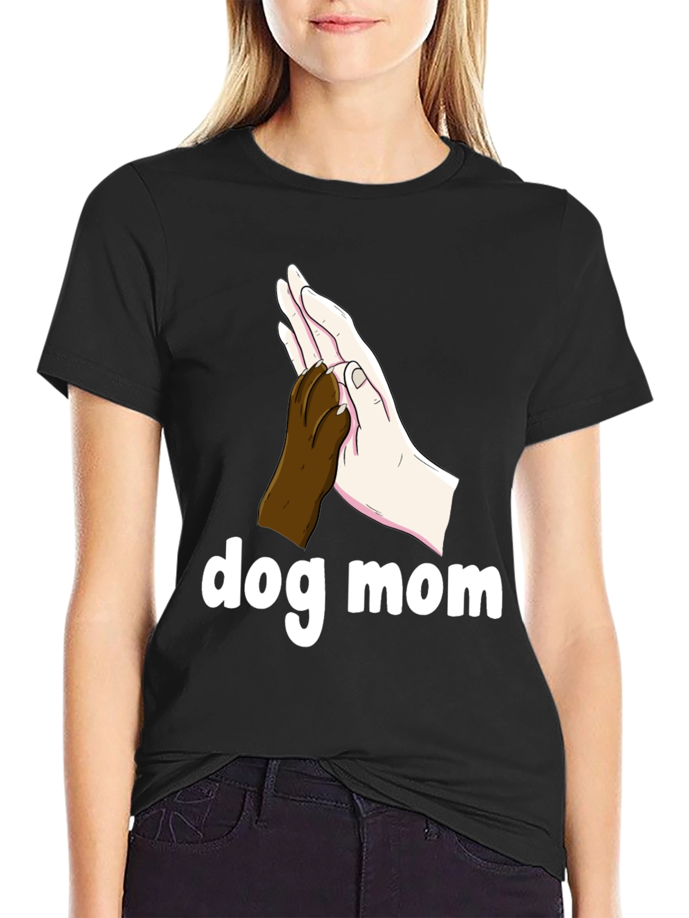Dog Mom T-Shirt Paw Print High Five Graphic Tee