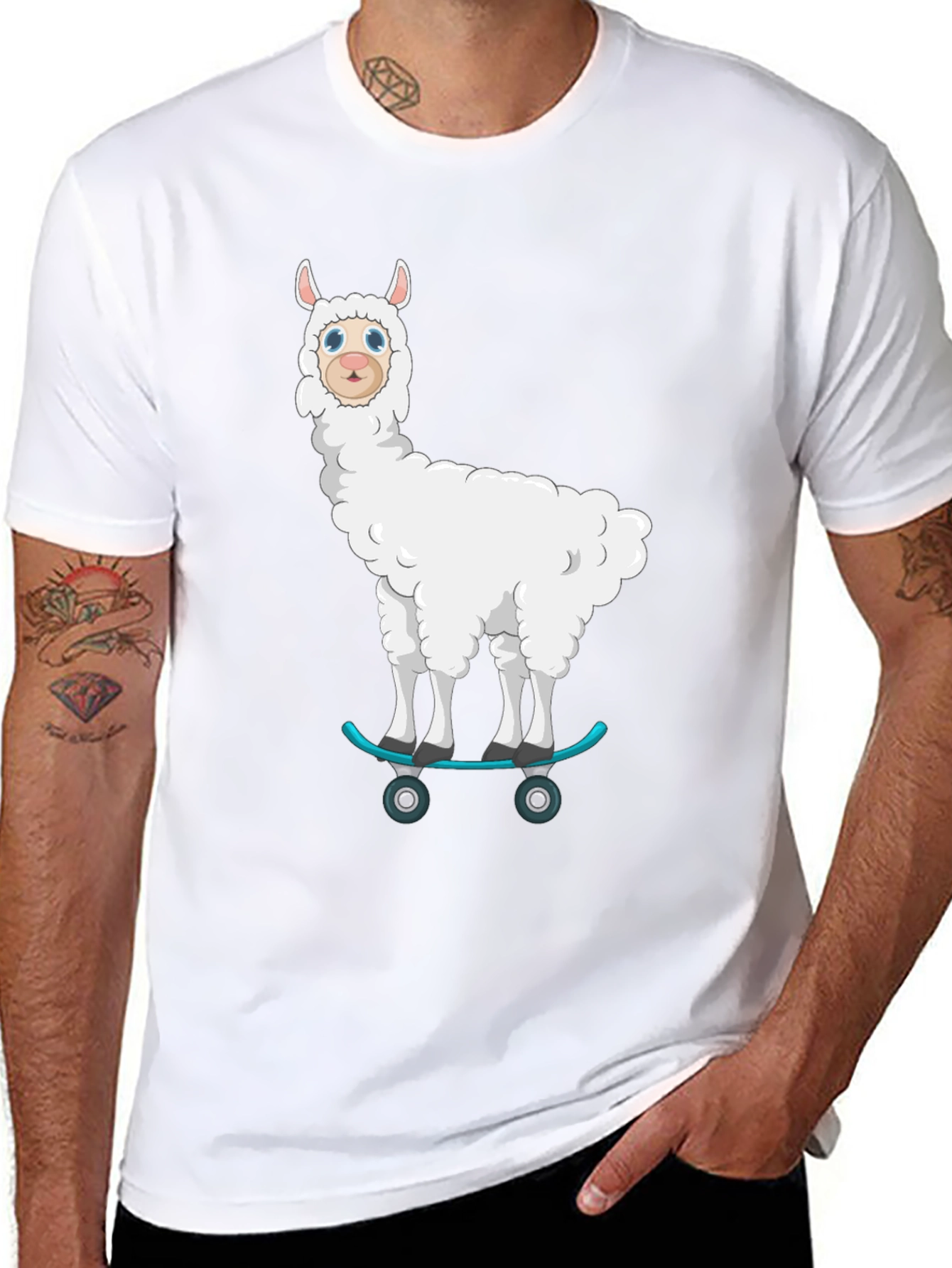 Skateboarding Llama T-Shirt - Cool Graphic Tee
