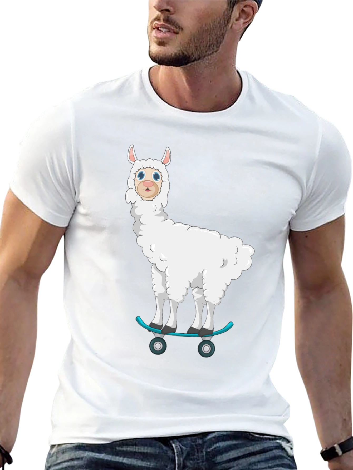 Skateboarding Llama T-Shirt - Cool Graphic Tee