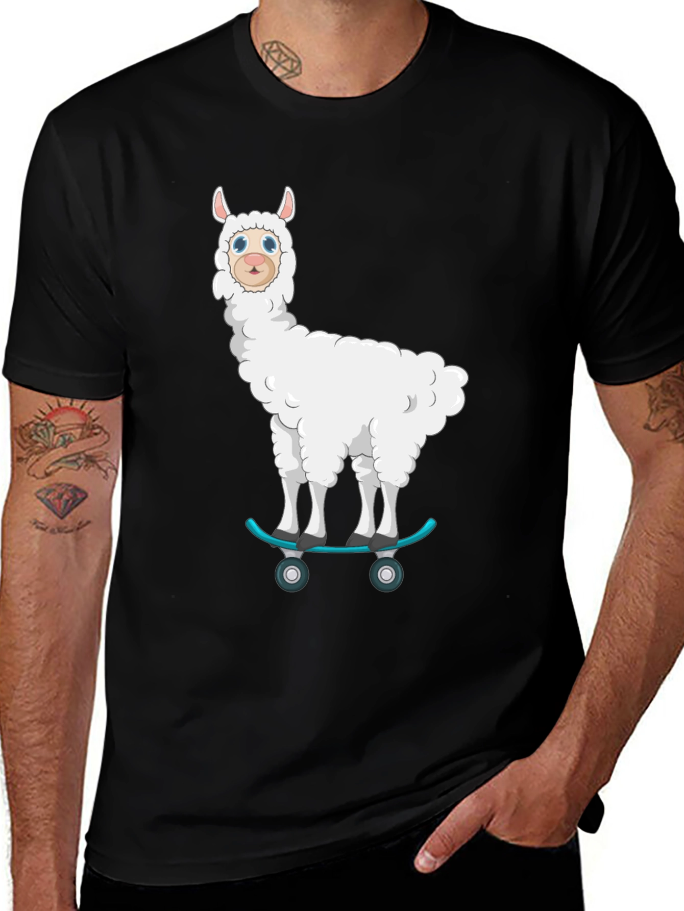 Skateboarding Llama T-Shirt - Cool Graphic Tee