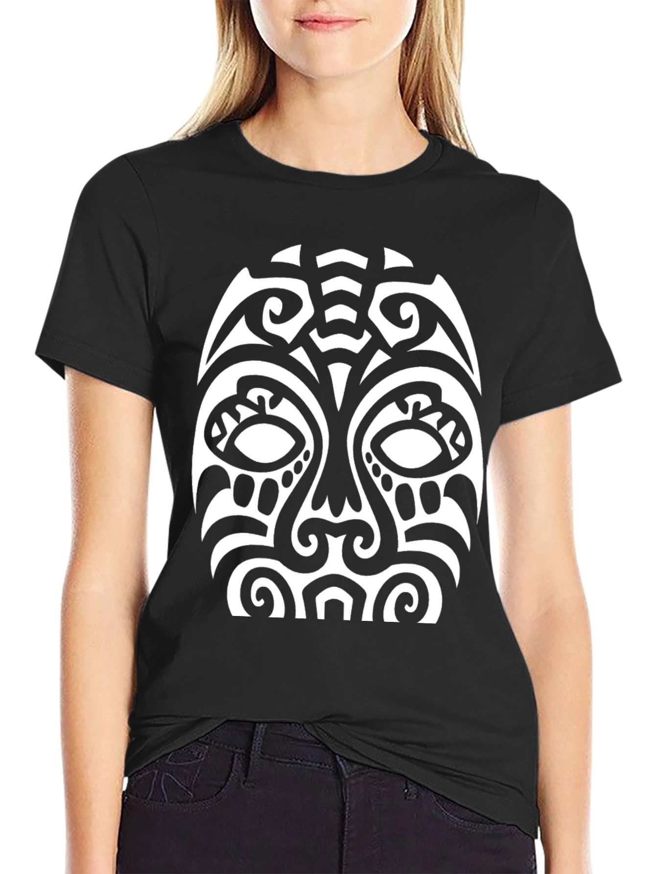 Tribal Mask Graphic Black T-Shirt