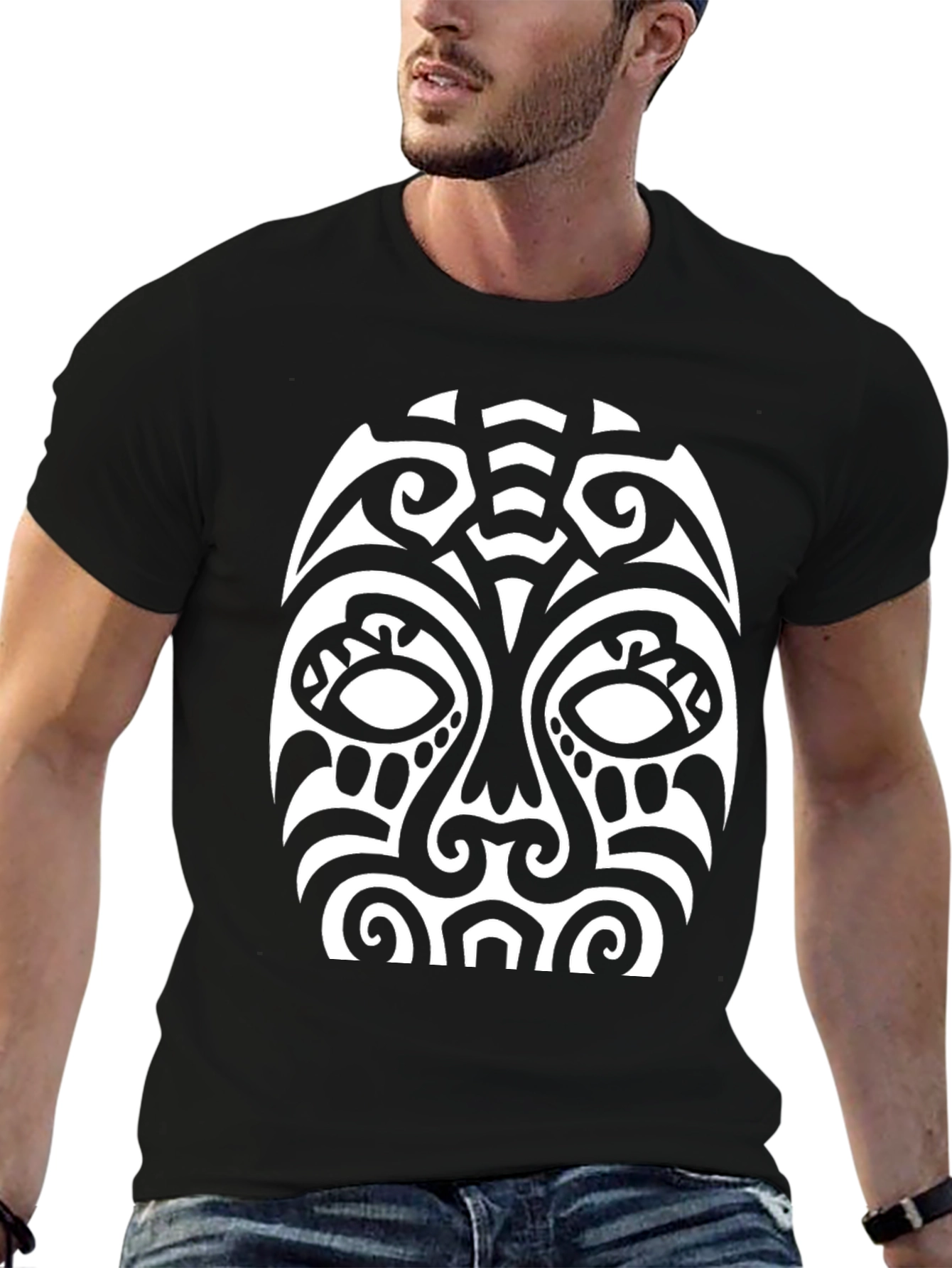 Tribal Mask Graphic Black T-Shirt