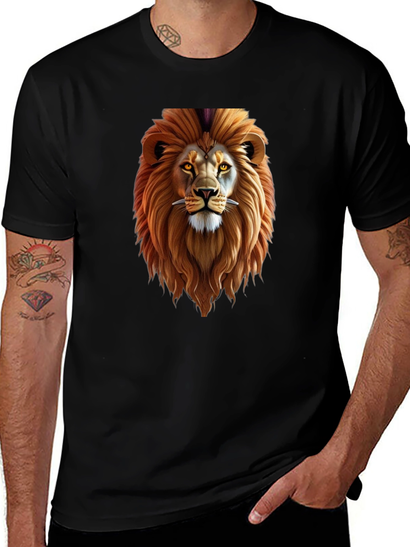 Lion Graphic Black T-Shirt