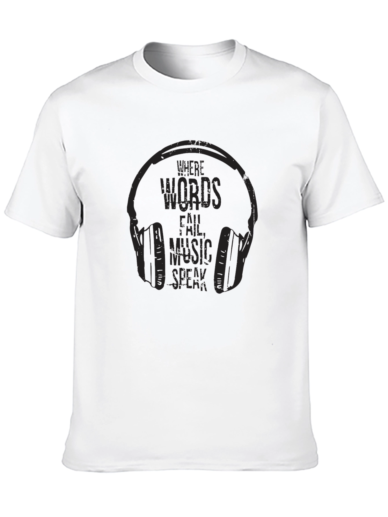Music Speaks Tee: Mens Black Graphic T-Shirt