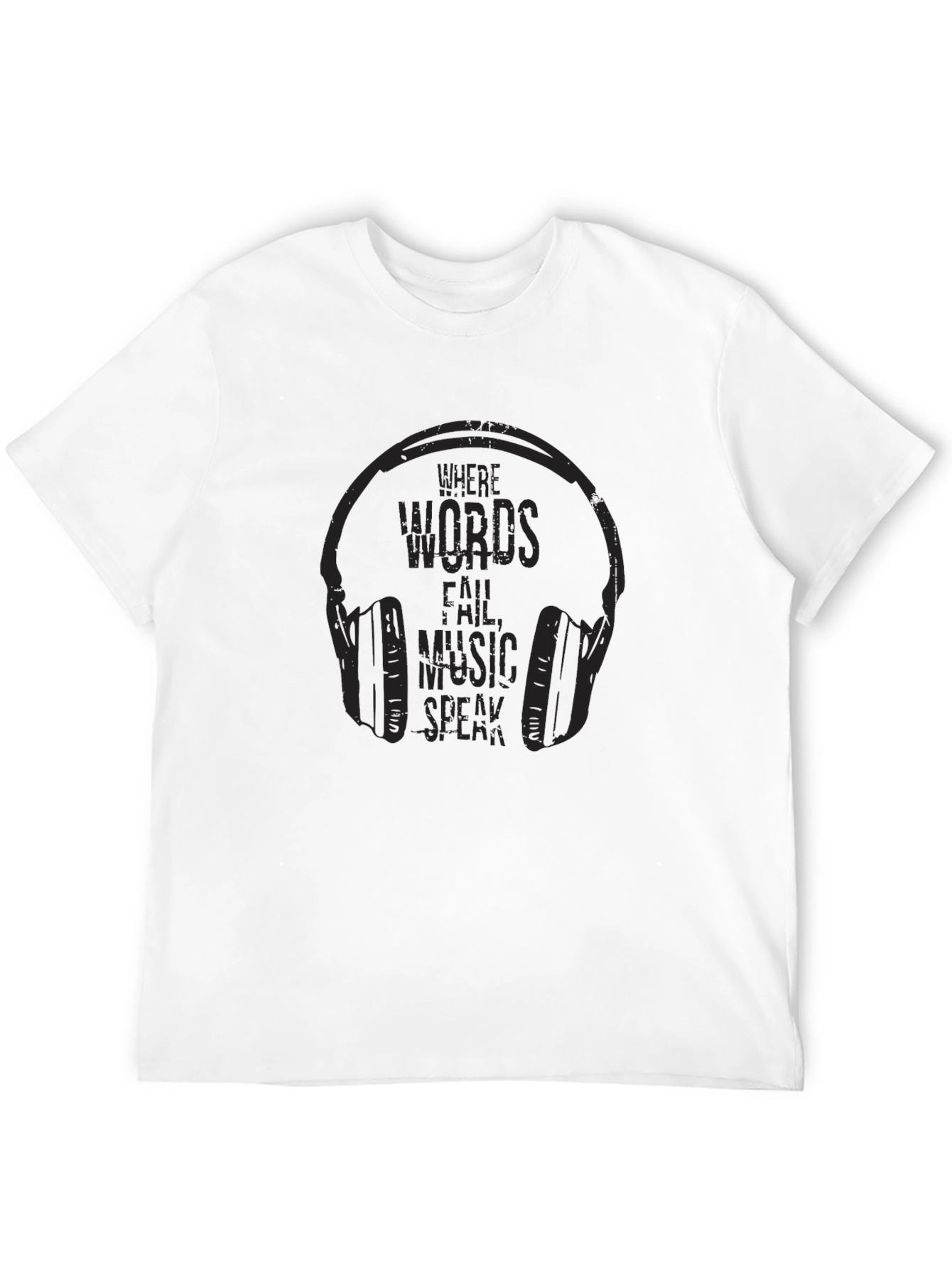 Music Speaks Tee: Mens Black Graphic T-Shirt