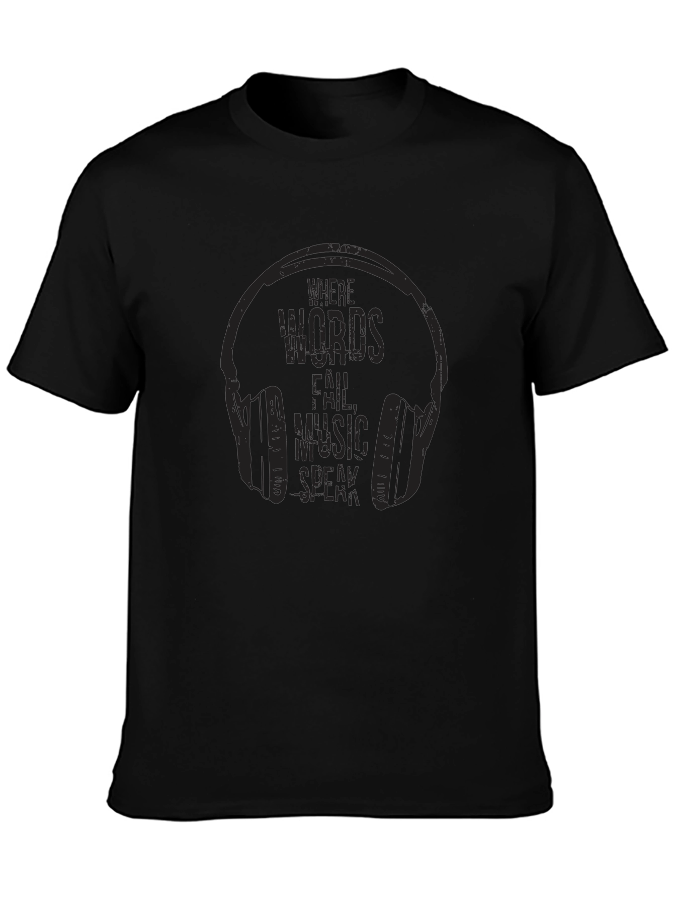 Music Speaks Tee: Mens Black Graphic T-Shirt
