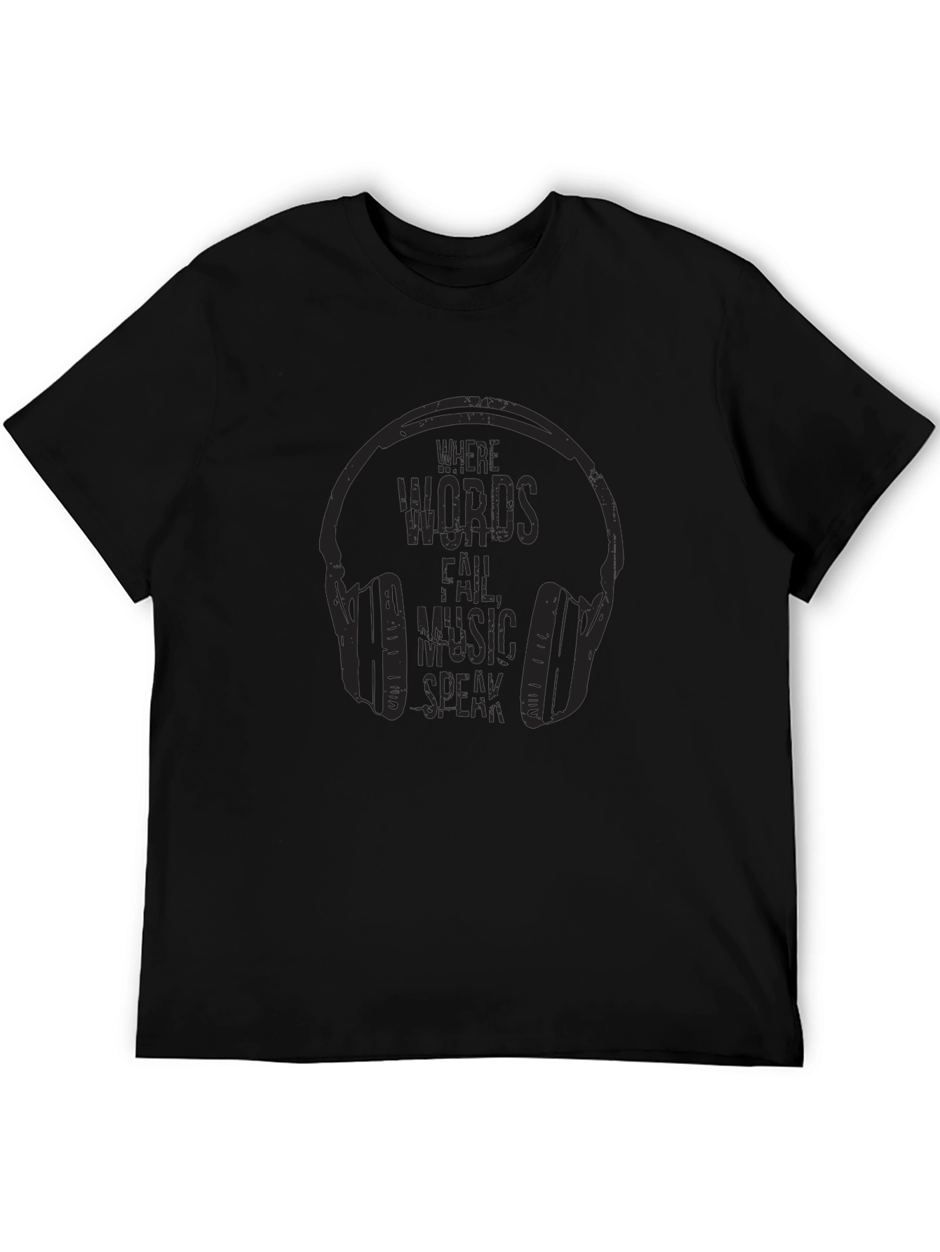 Music Speaks Tee: Mens Black Graphic T-Shirt
