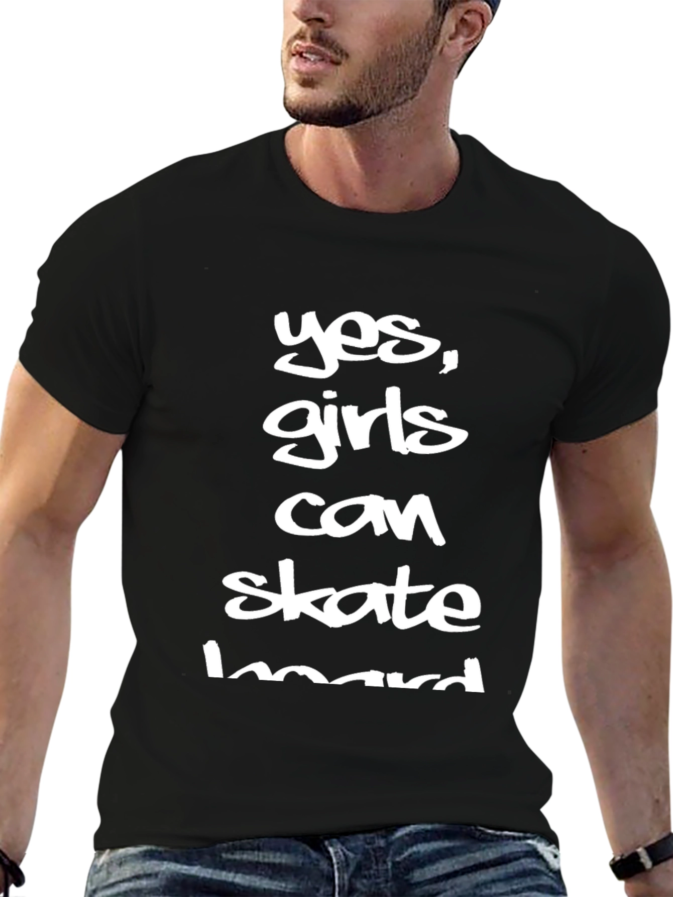 Yes Girls Can Skateboard T-Shirt - Black