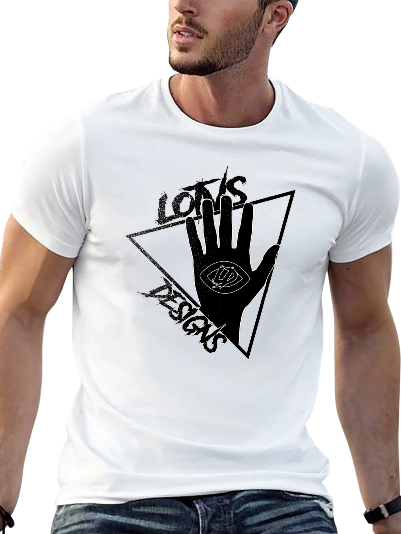 Eye Hand Triangle Graphic Tee - Black Cotton T-Shirt
