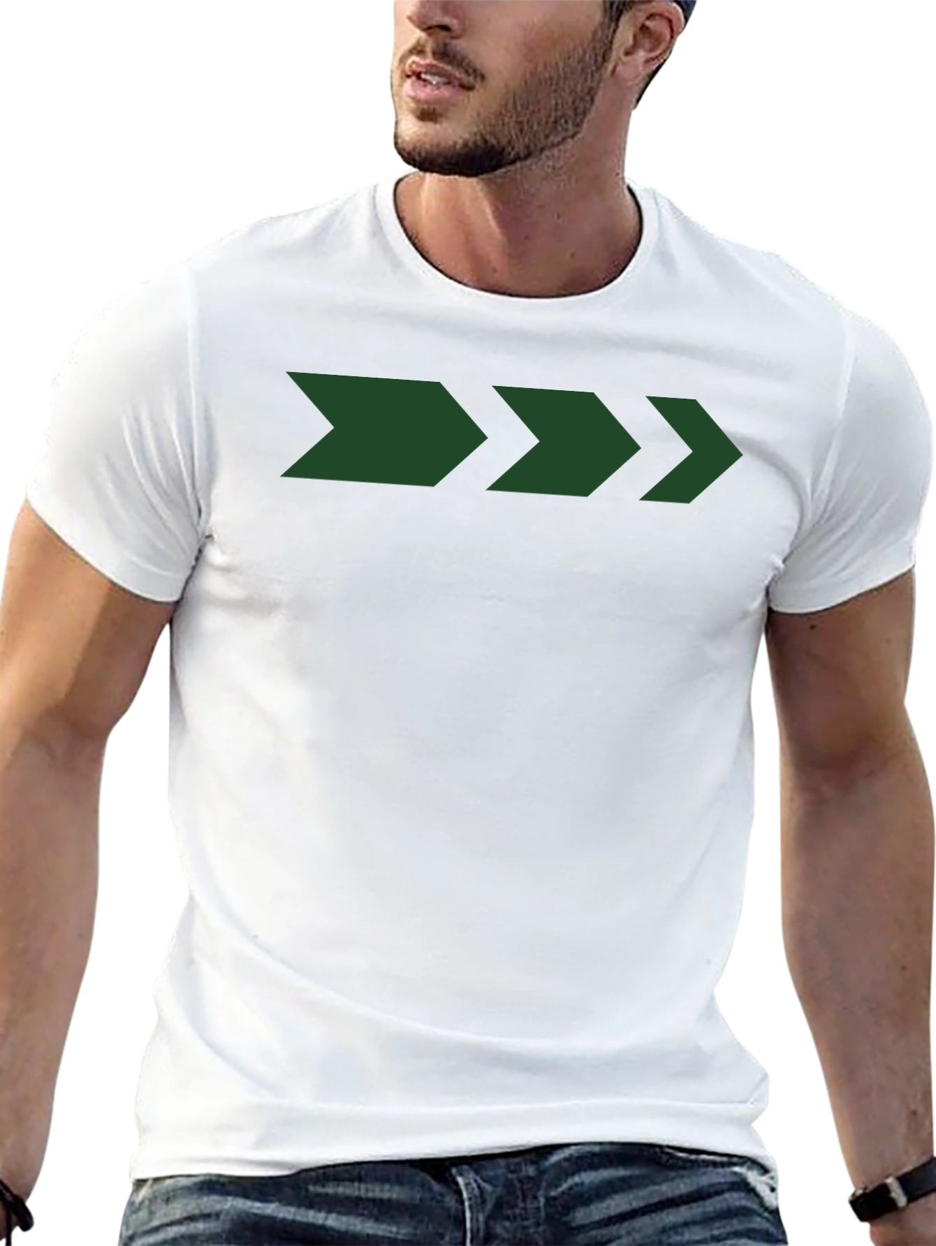 Mens Black T-Shirt with Green Arrow Graphic
