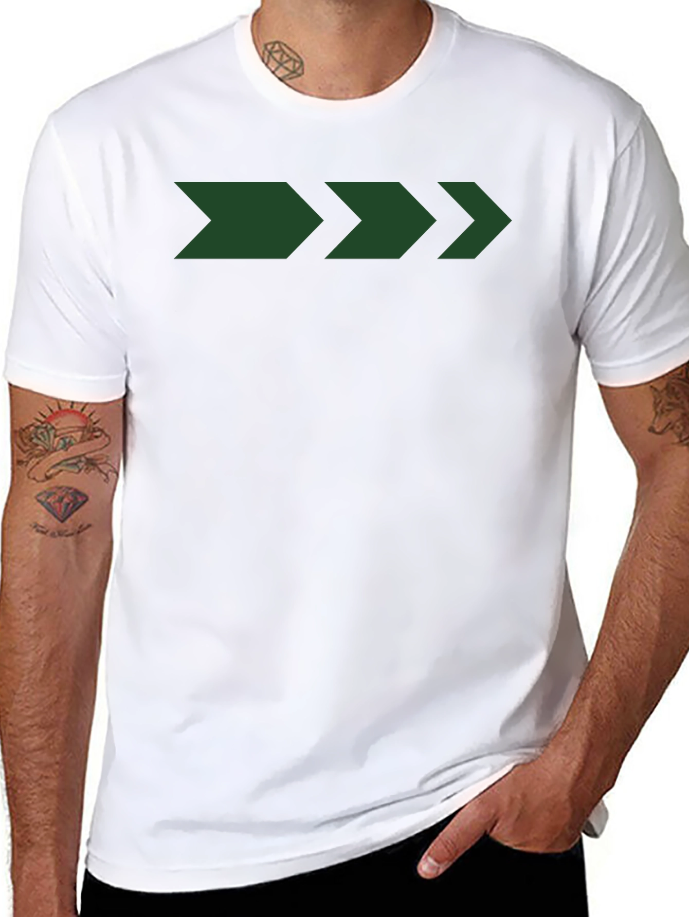 Mens Black T-Shirt with Green Arrow Graphic