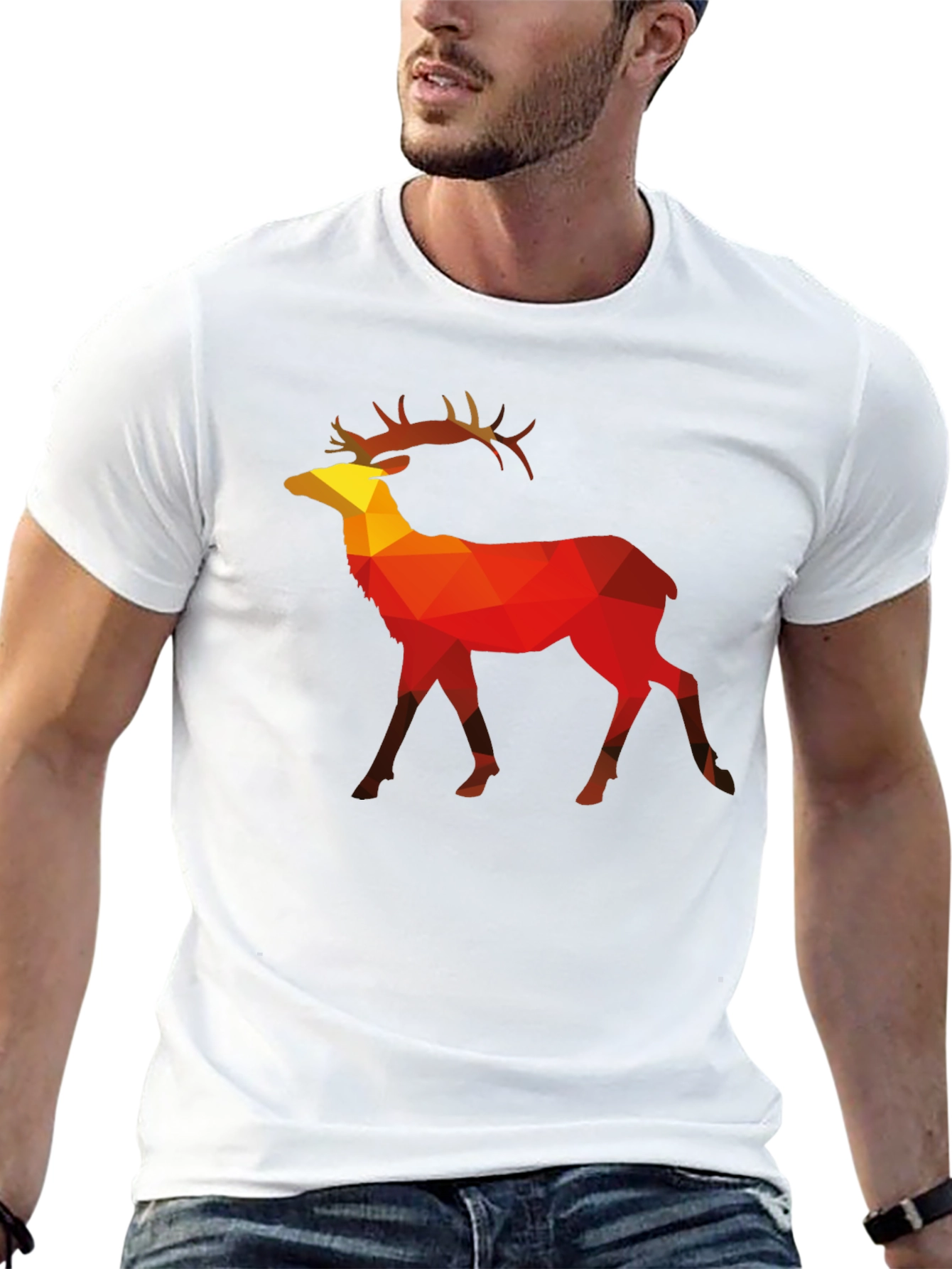 Geometric Deer Graphic Tee - Mens Black T-Shirt