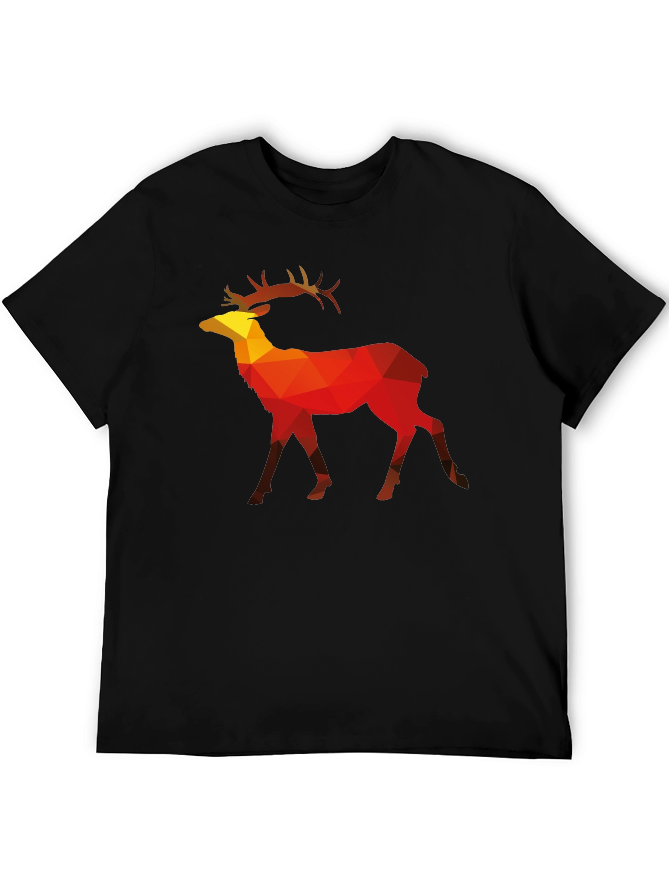 Geometric Deer Graphic Tee - Mens Black T-Shirt