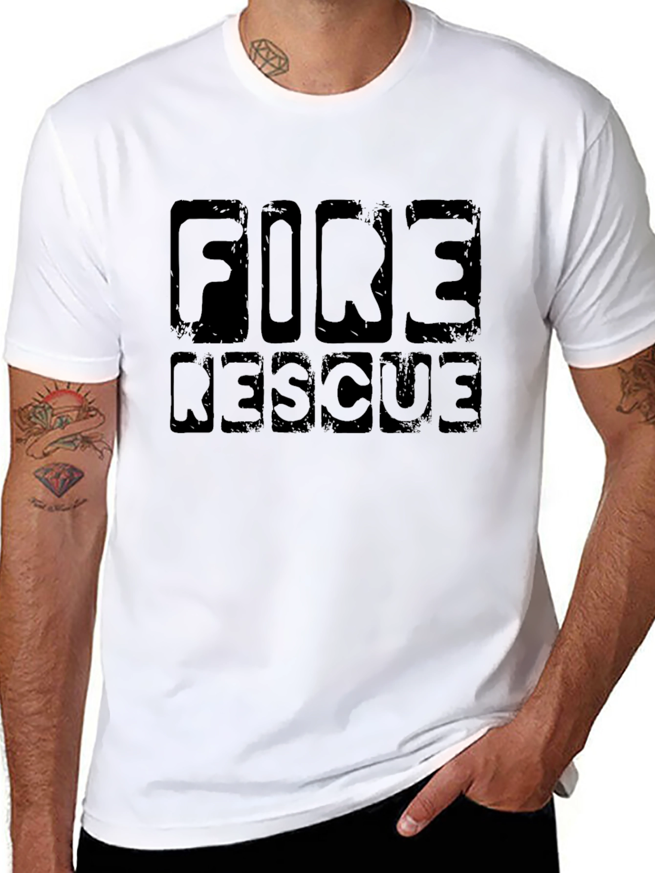 Fire Rescue T-Shirt - Black Graphic Tee