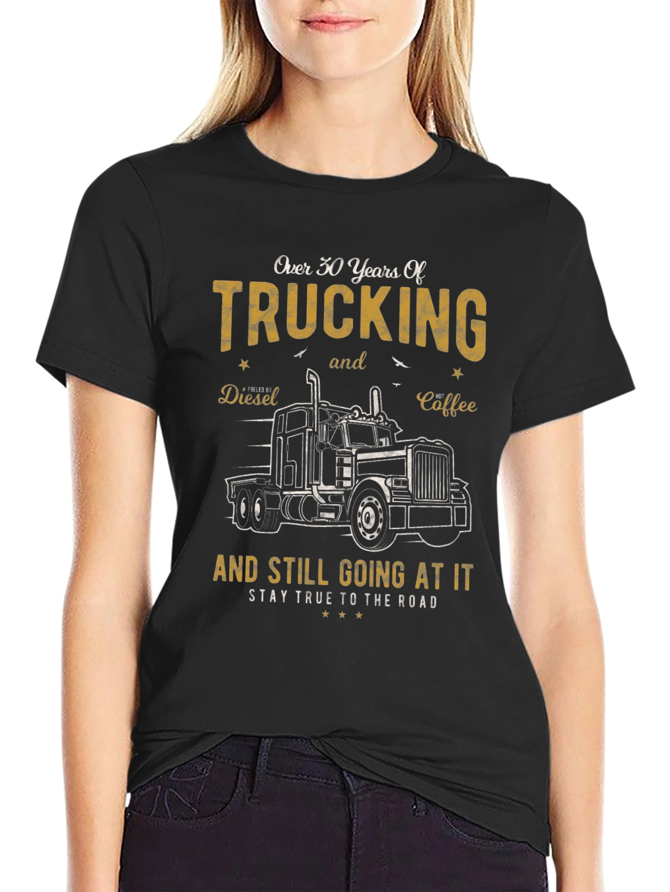 Trucking Over 30 Years Black Graphic Tee