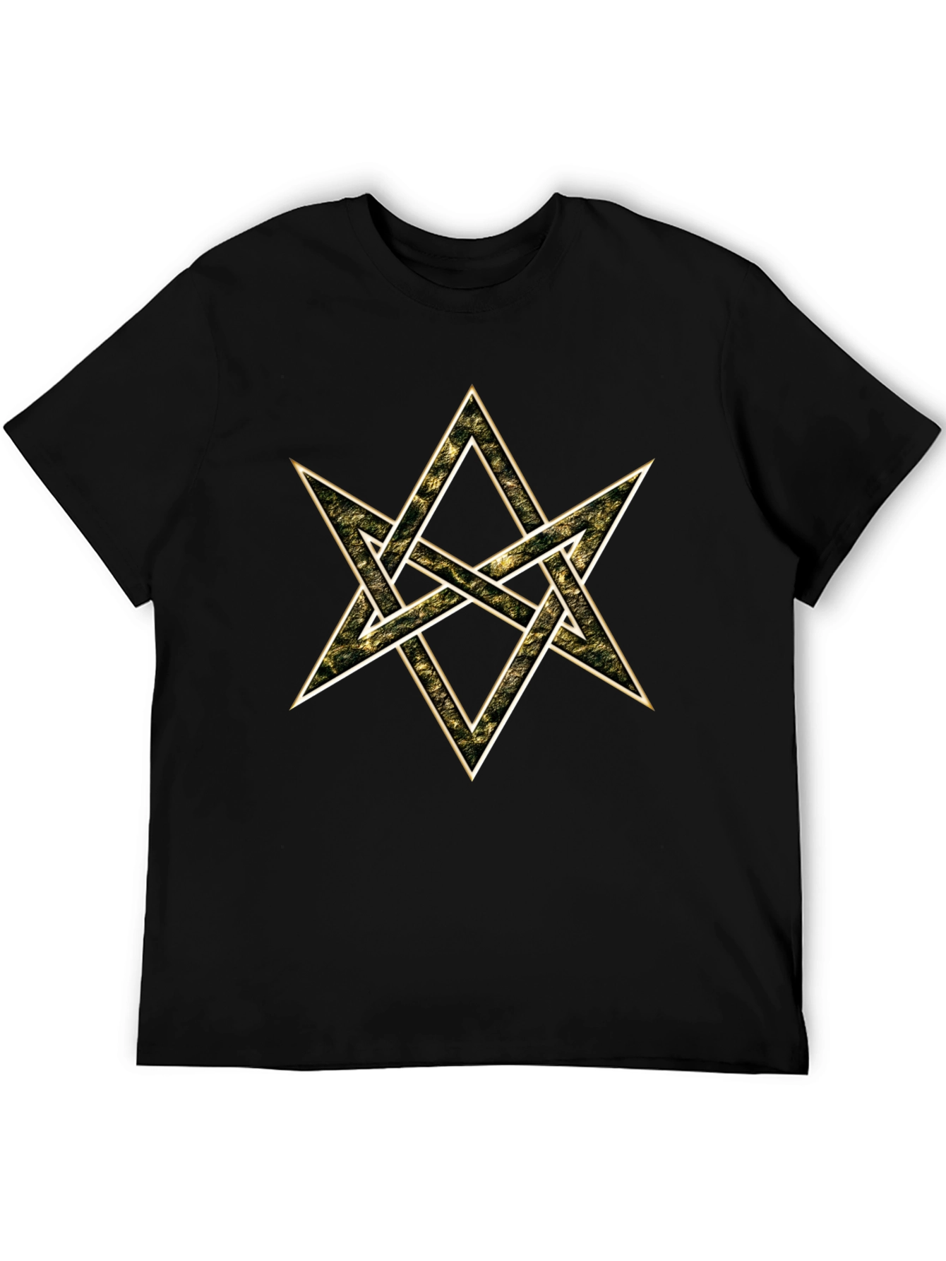 Geometric Star Graphic Tee - Black Cotton Blend