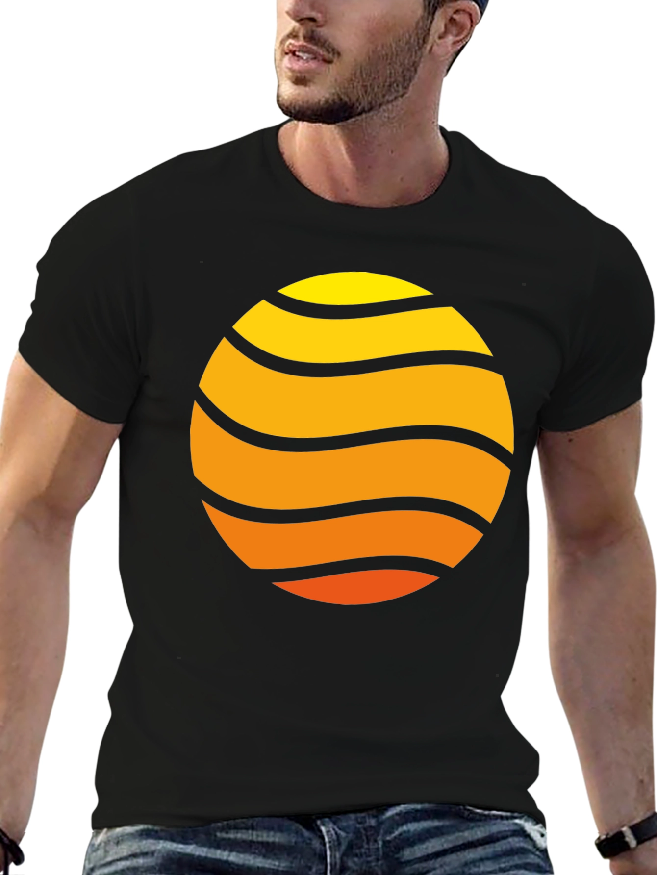 Sunset Wave Graphic Tee - Retro Style