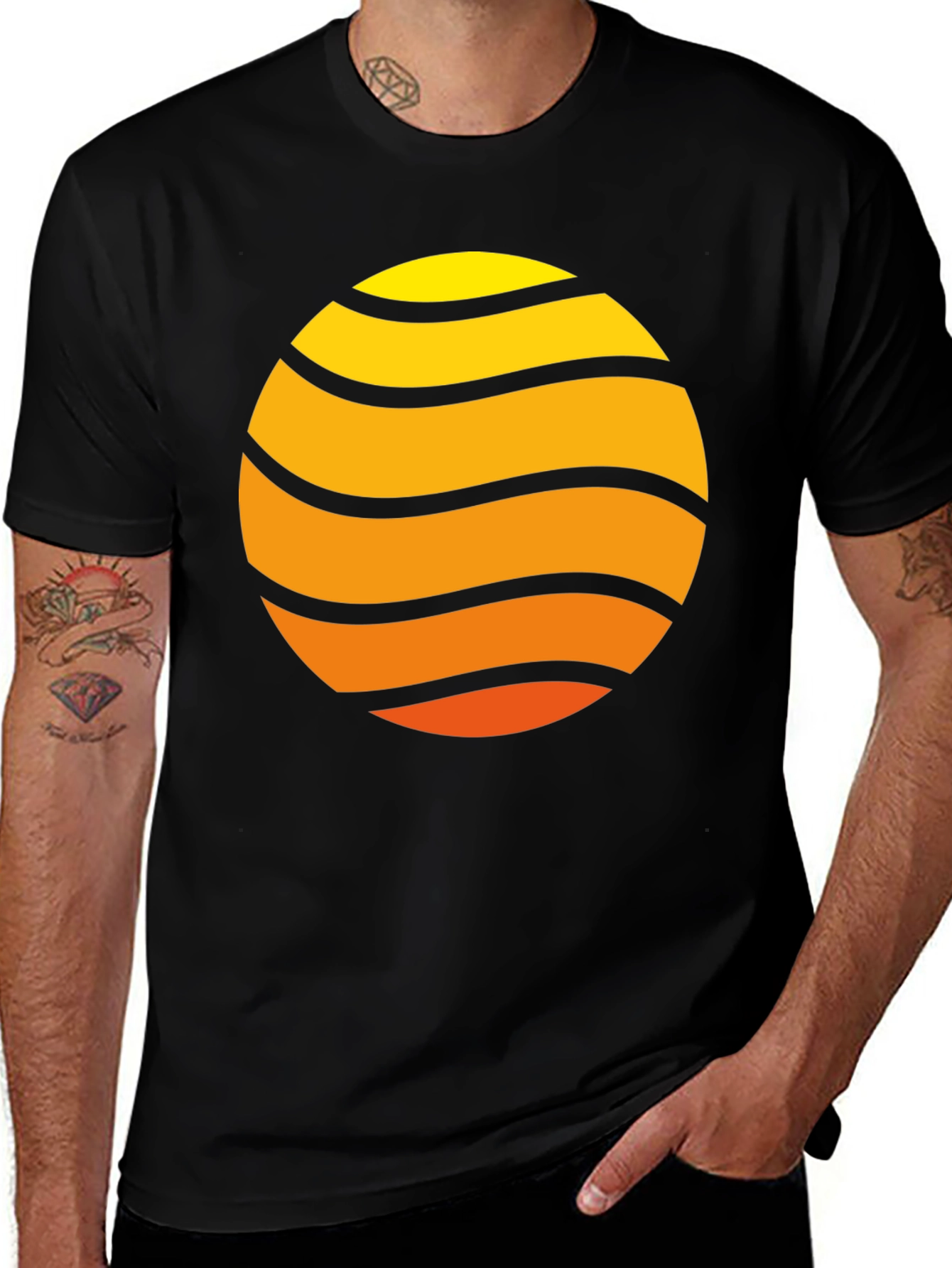 Sunset Wave Graphic Tee - Retro Style