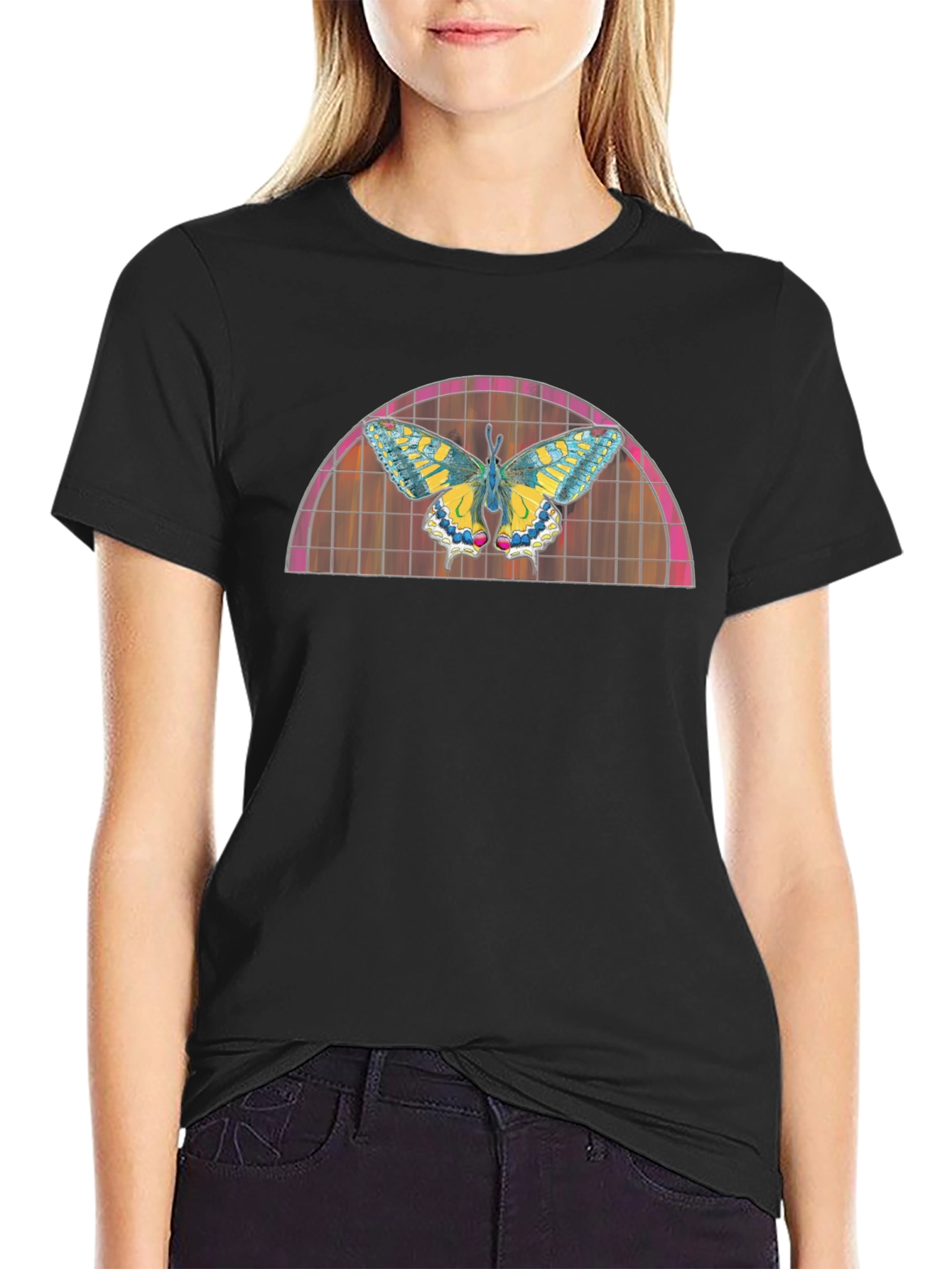 Butterfly Stained Glass Graphic T-Shirt
